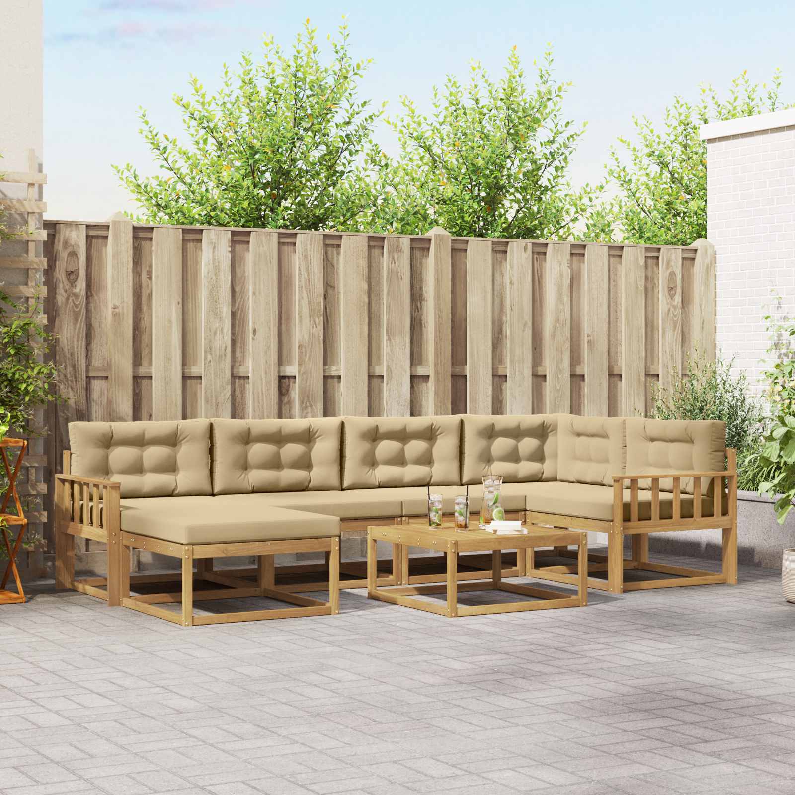 Set vanjskih sofa 7 pcs Bijela i bež