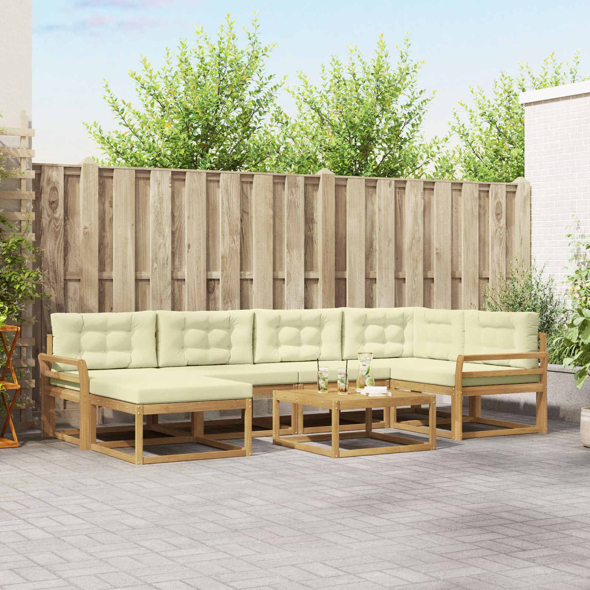 Set vanjskih sofa 7 kom. Bijela i krem