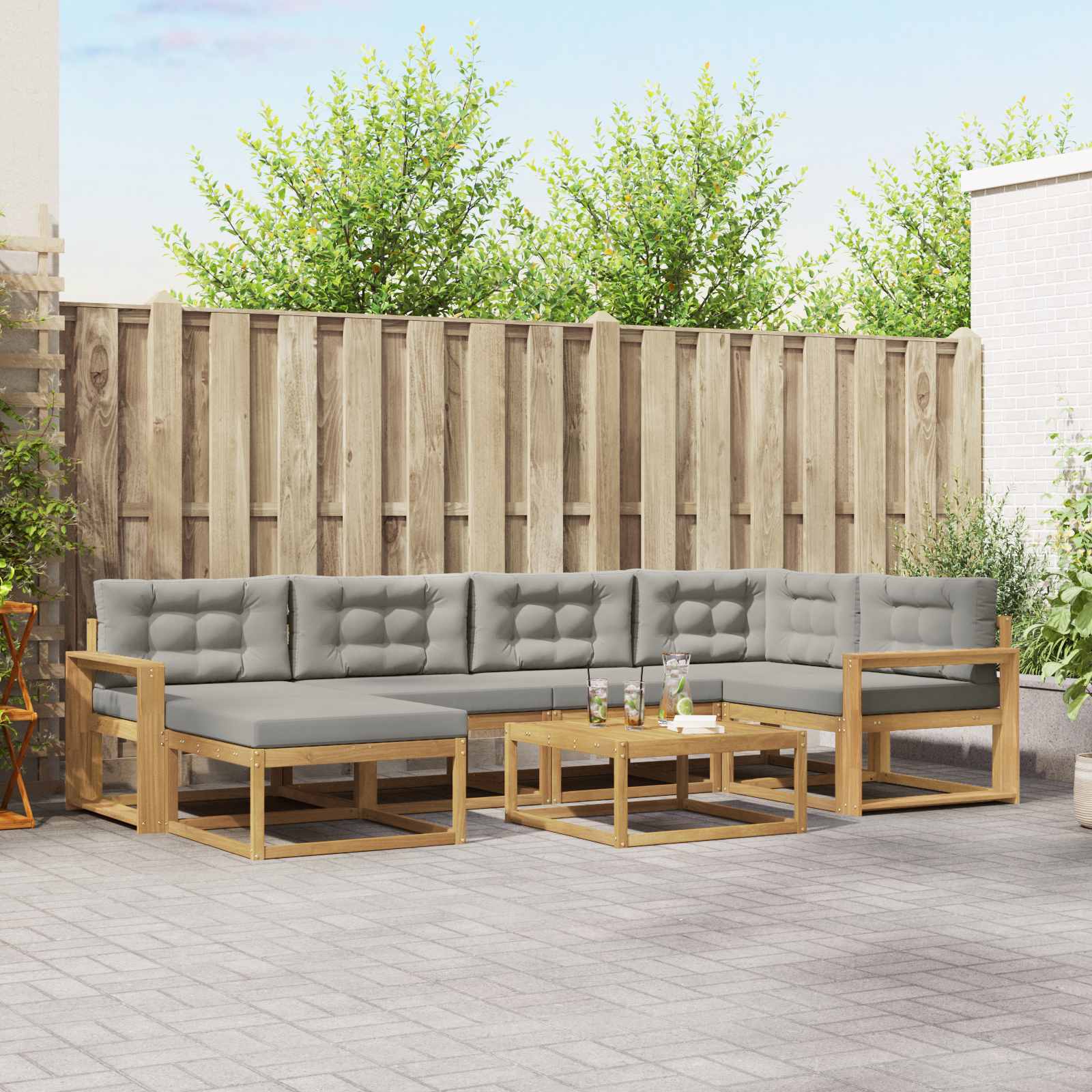 Set vanjskih sofa 7 pcs Bijela i svjetlosiva