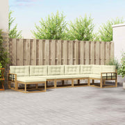 Set vanjskih sofa 7 kom. Bijela i krem Smeđa 406 x 168,5 x 73 cm