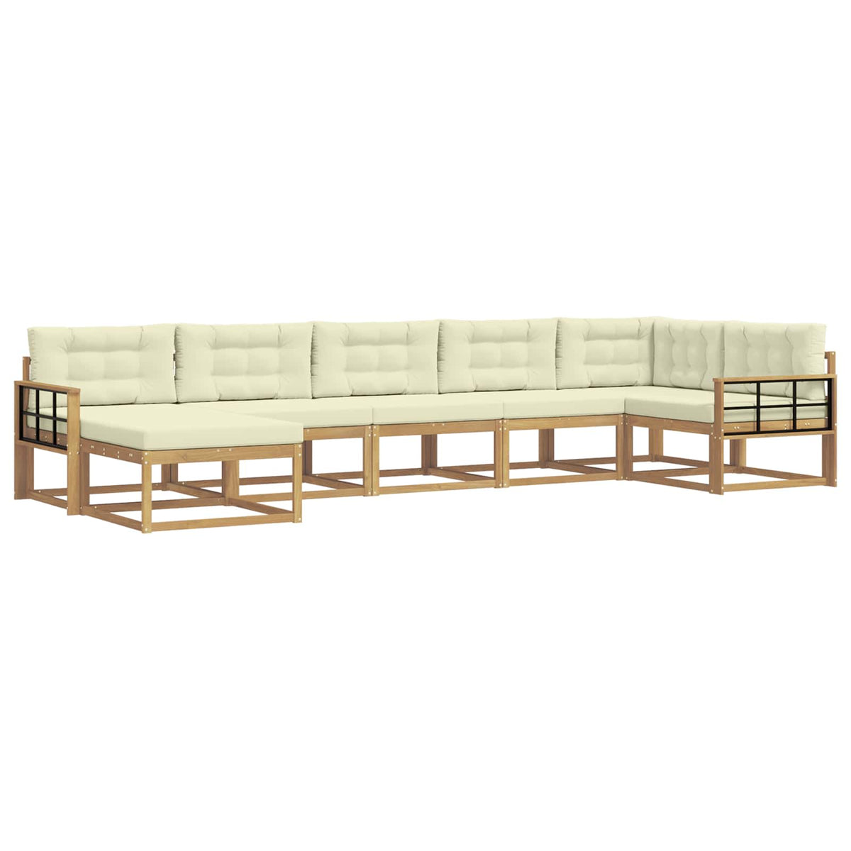 Set vanjskih sofa 7 kom. Bijela i krem Smeđa 406 x 168,5 x 73 cm