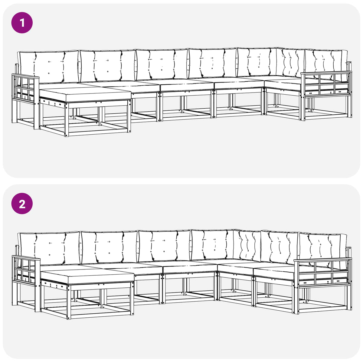 Set vanjskih sofa 7 kom. Bijela i krem Smeđa 406 x 168,5 x 73 cm