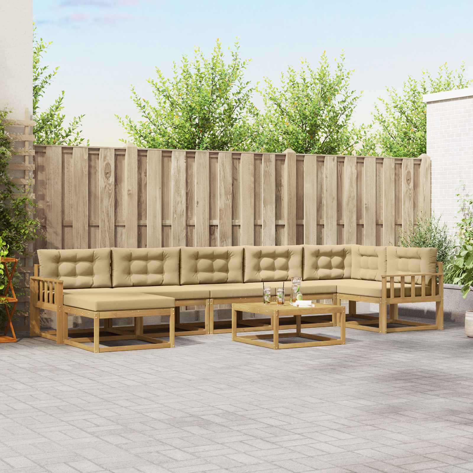 Set vanjskih sofa 8 pcs Bijela i bež
