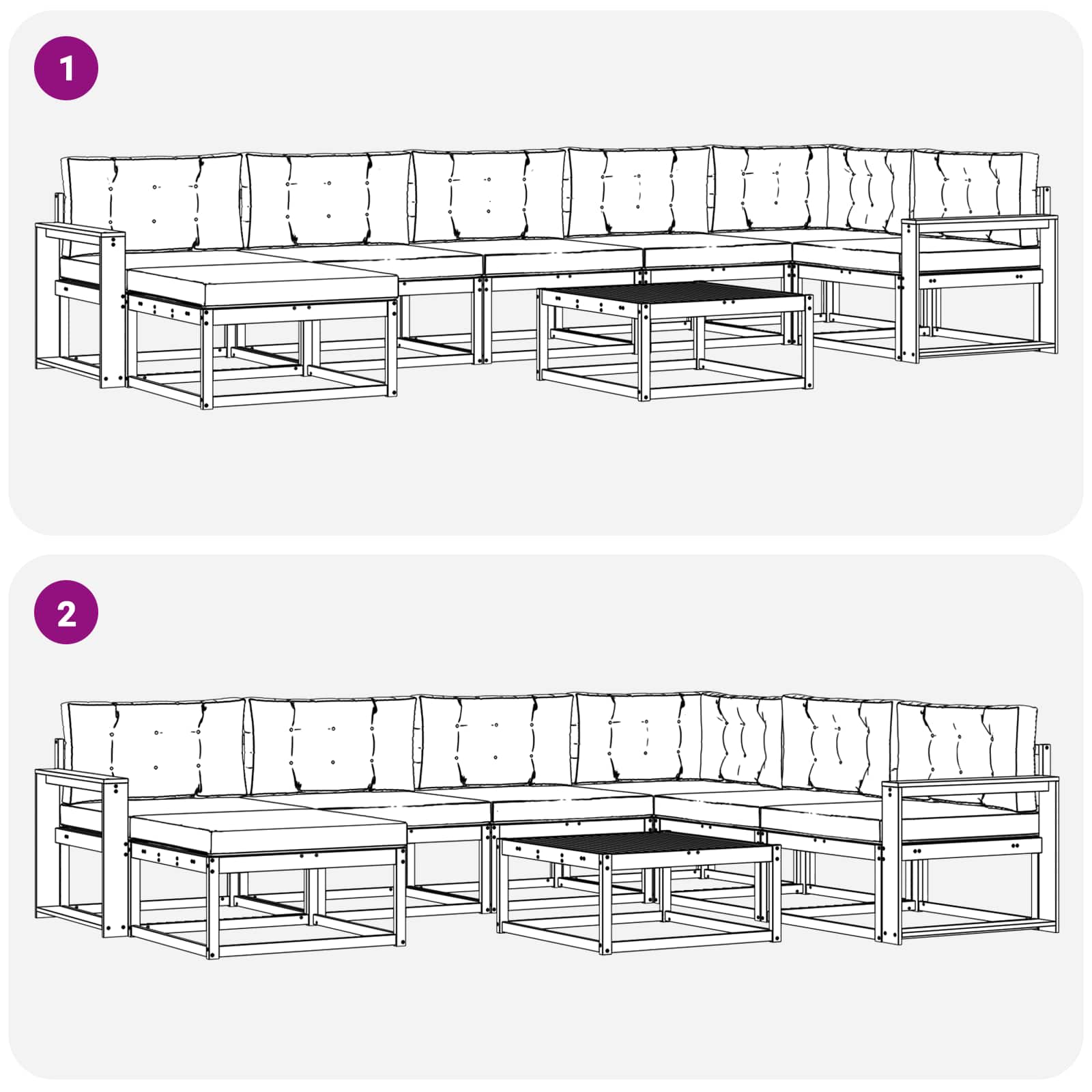 Set vanjskih sofa 8 pcs Bijela i svjetlosiva