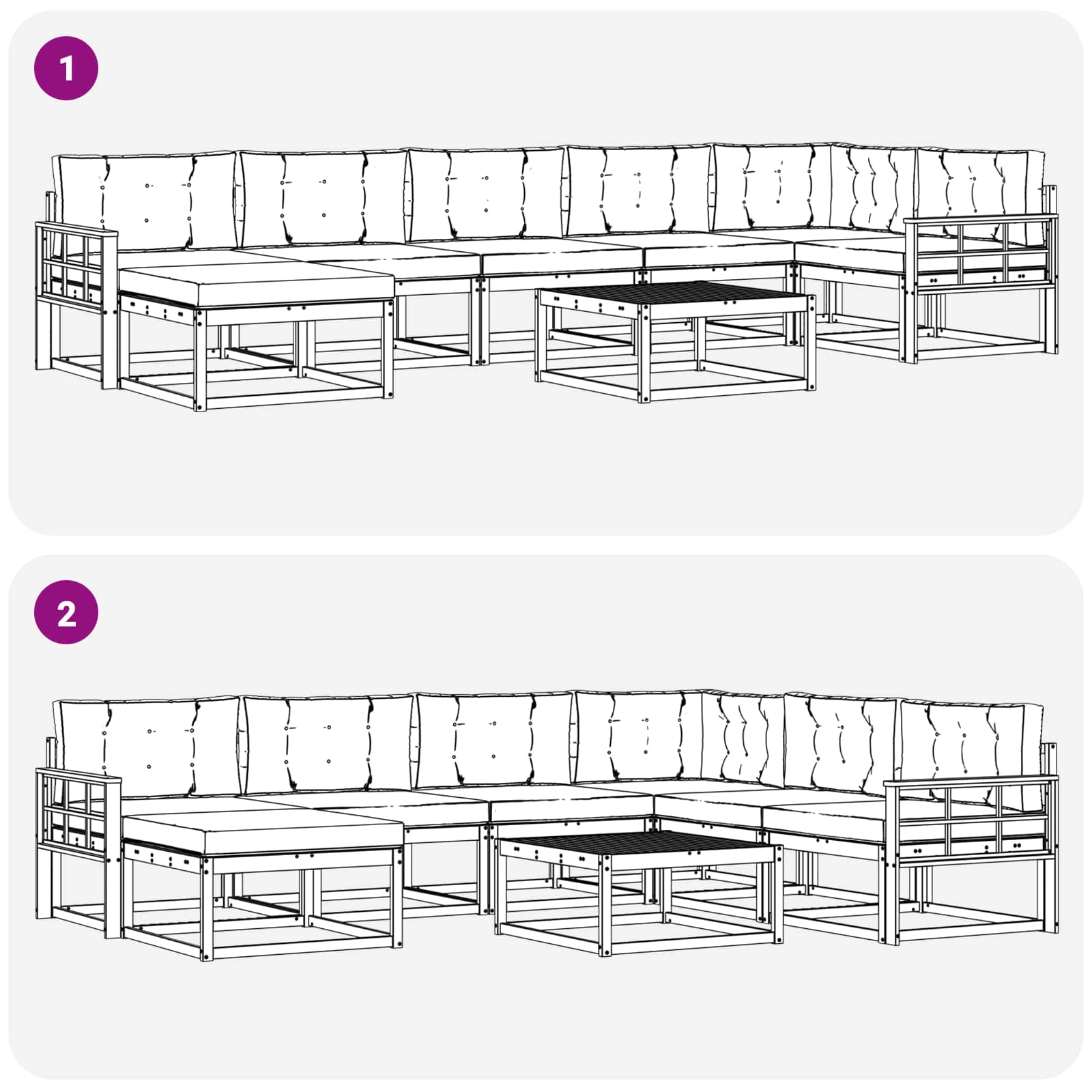 Set vanjskih sofa 8 pcs Bijela i bež