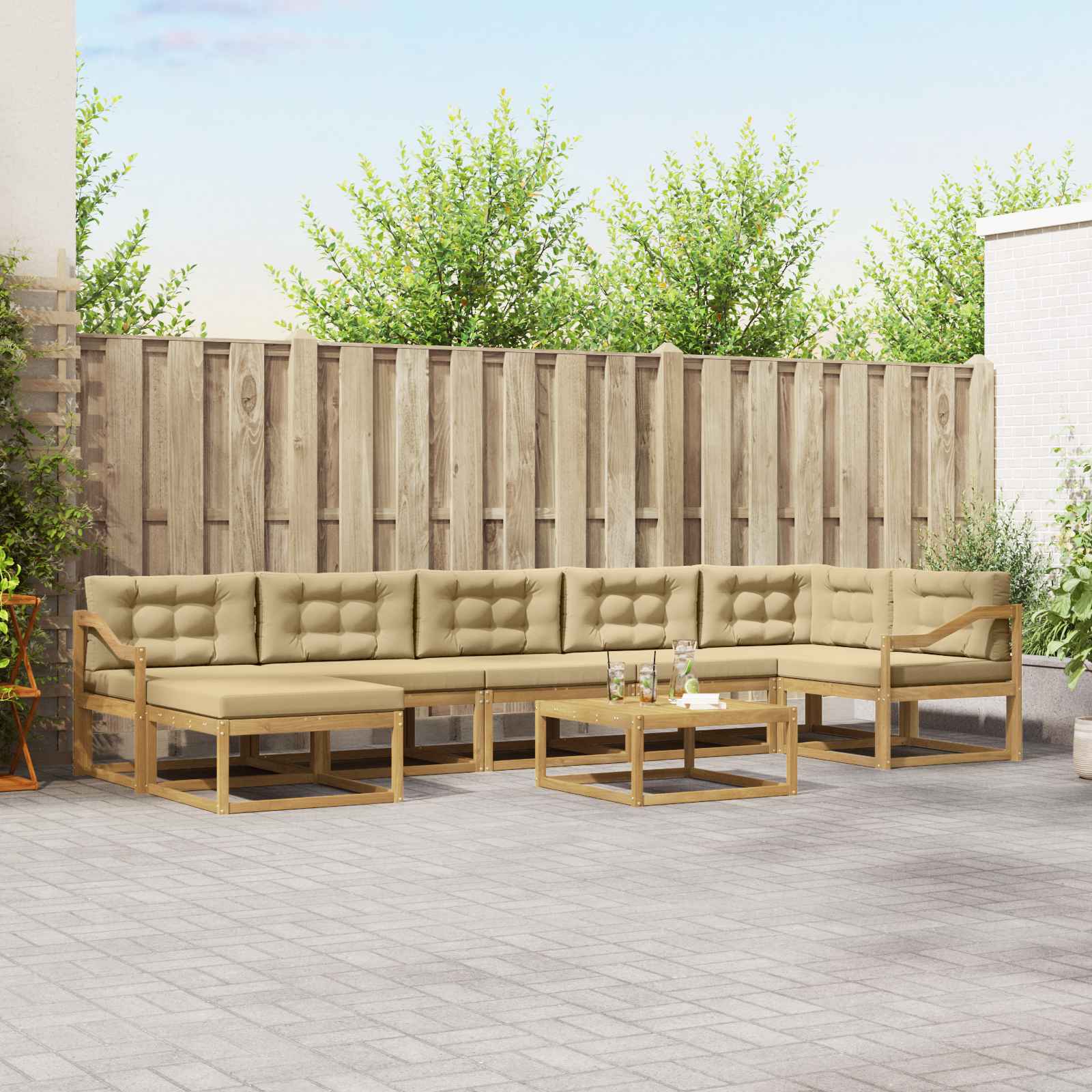 Set vanjskih sofa 8 pcs Bijela i bež