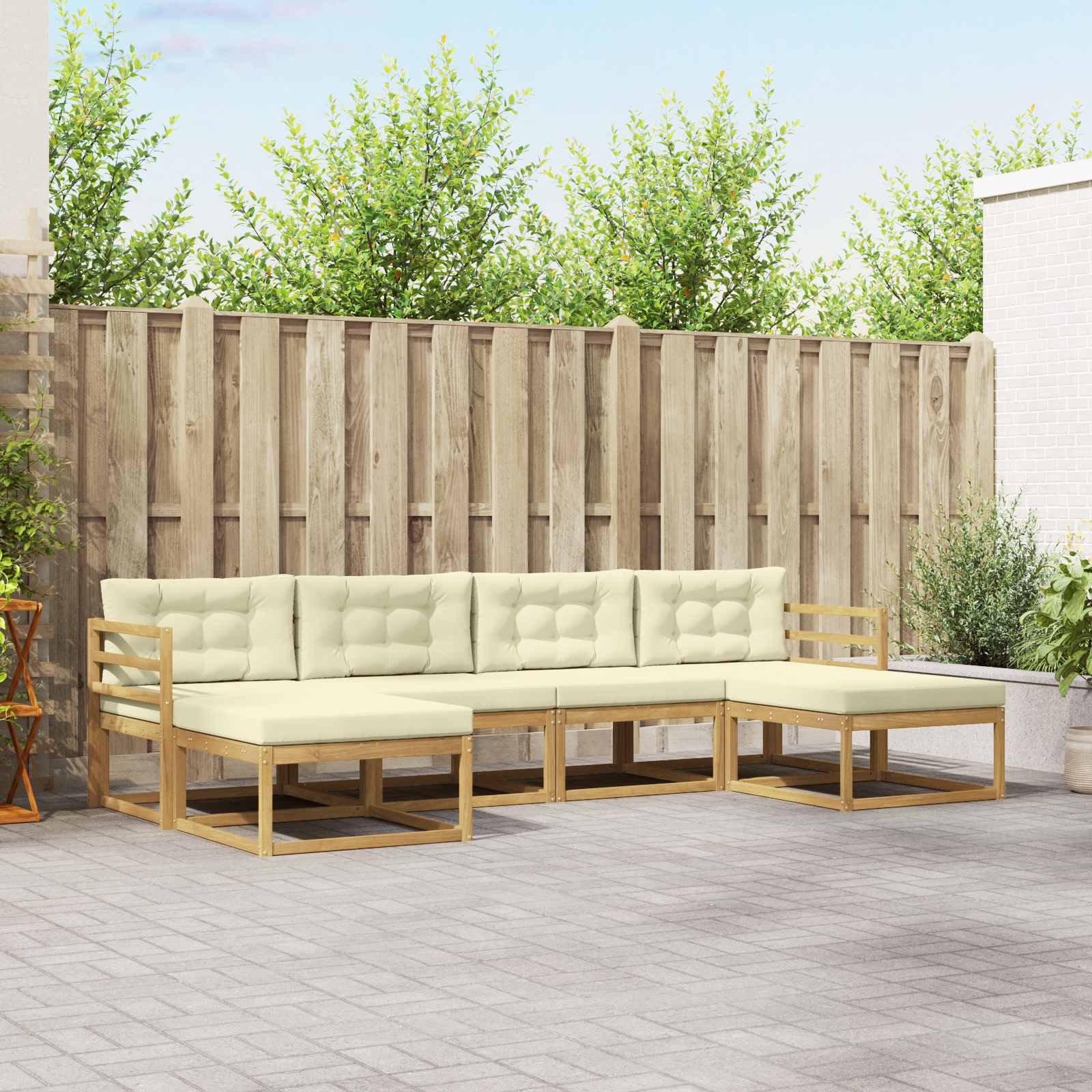 Set vanjskih sofa s jastukom 6 pcs Bijela i krem