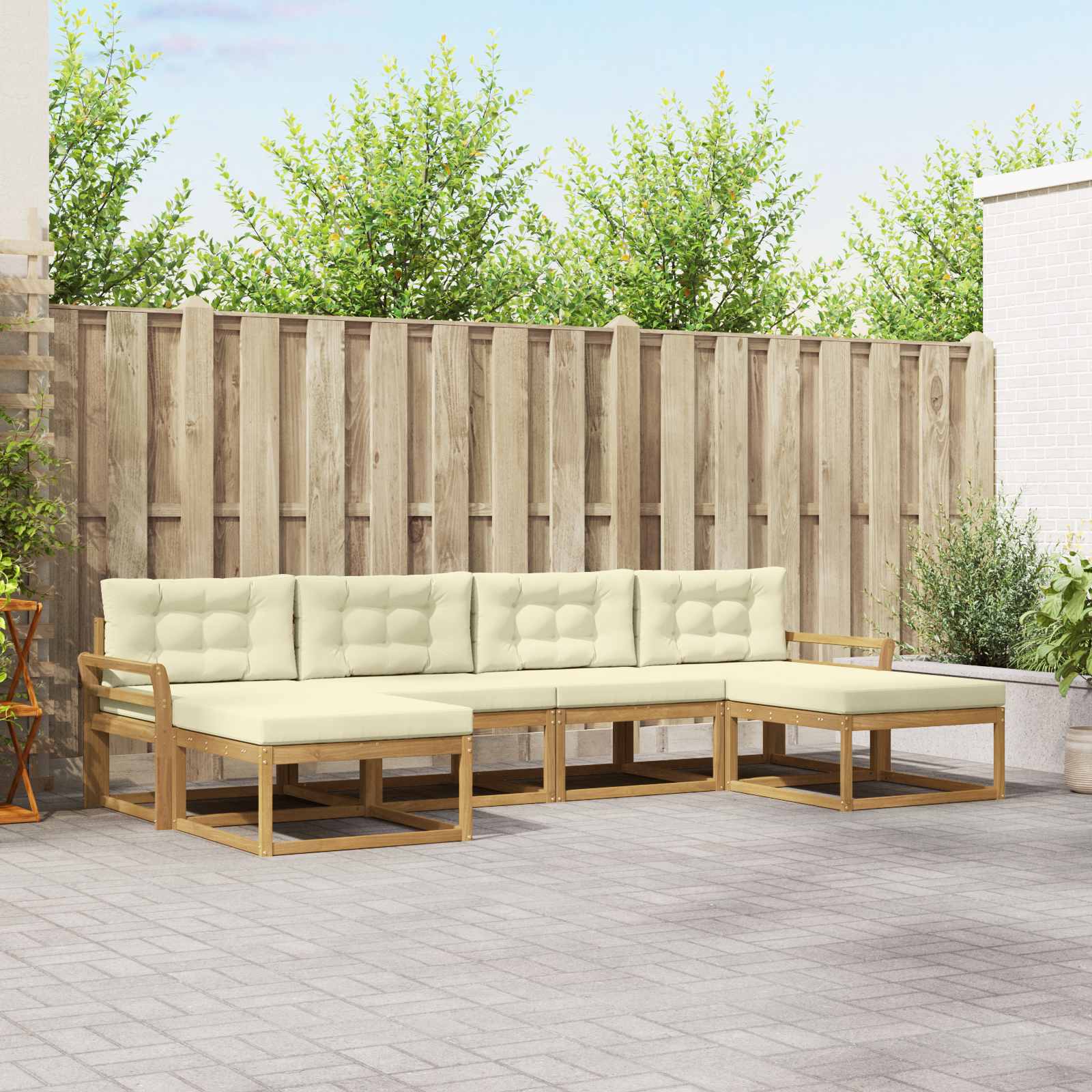 Set vanjskih sofa s jastukom 6 pcs Bijela i krem