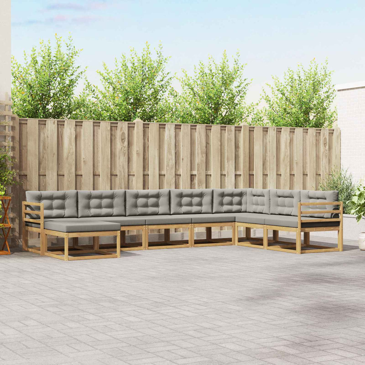 Set vanjskih sofa 8 kom. Bijela i svjetlosiva 404 x 245,5 x 73 cm