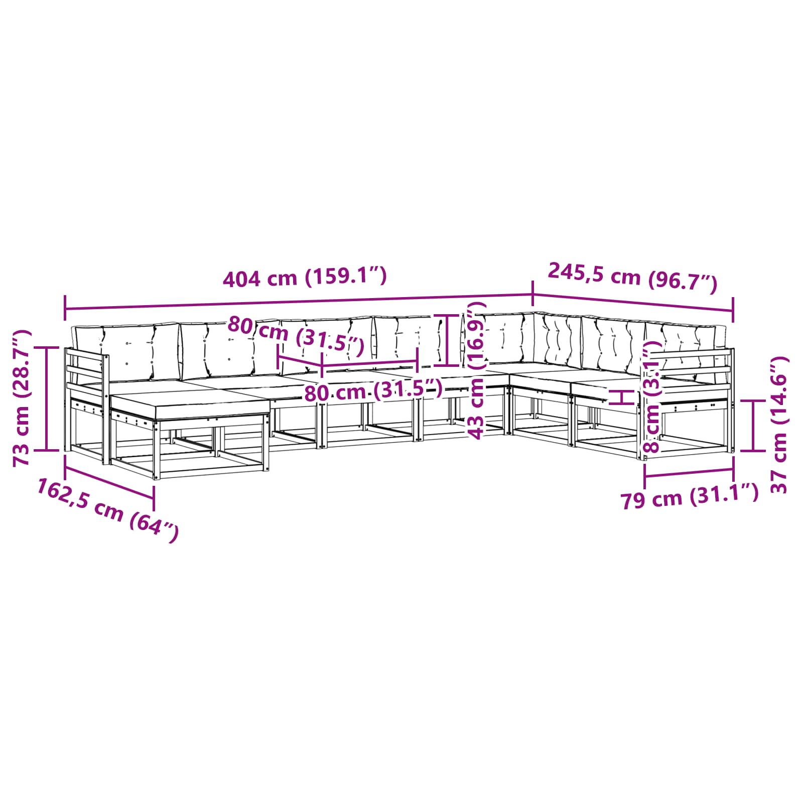 Set vanjskih sofa 8 pcs Bijela i antracit