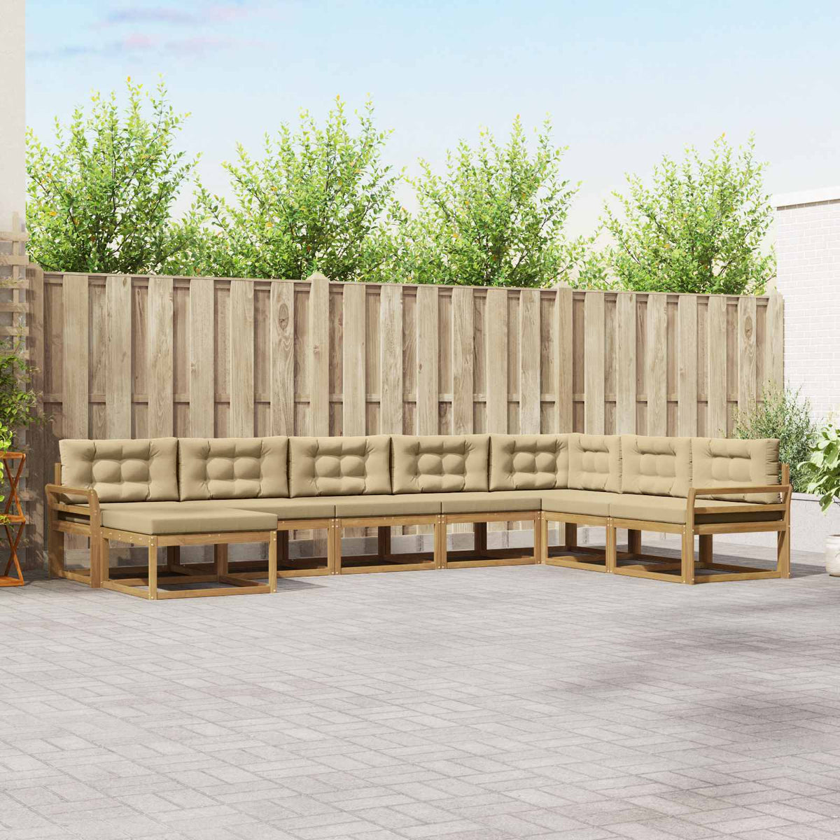 Set vanjskih sofa 8 kom. Bijela i bež 408 x 250 x 73 cm