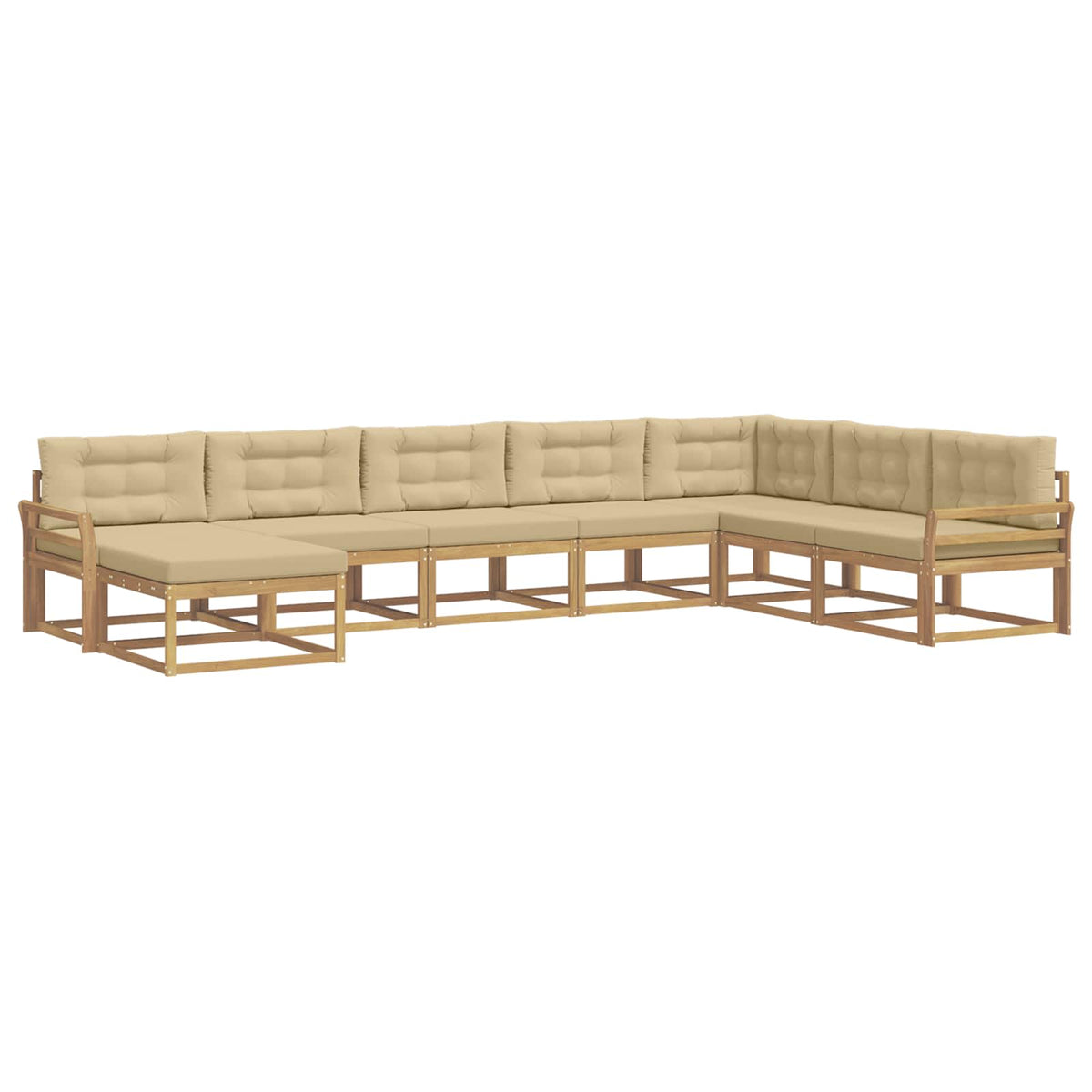 Set vanjskih sofa 8 kom. Bijela i bež 408 x 250 x 73 cm