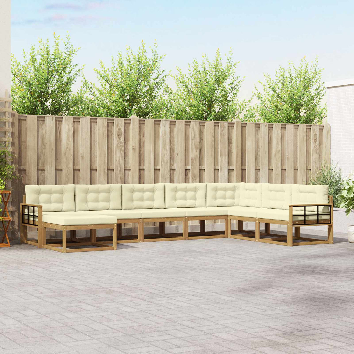 Set vanjskih sofa 8 kom. Bijela i krem 406 x 247,5 x 73 cm