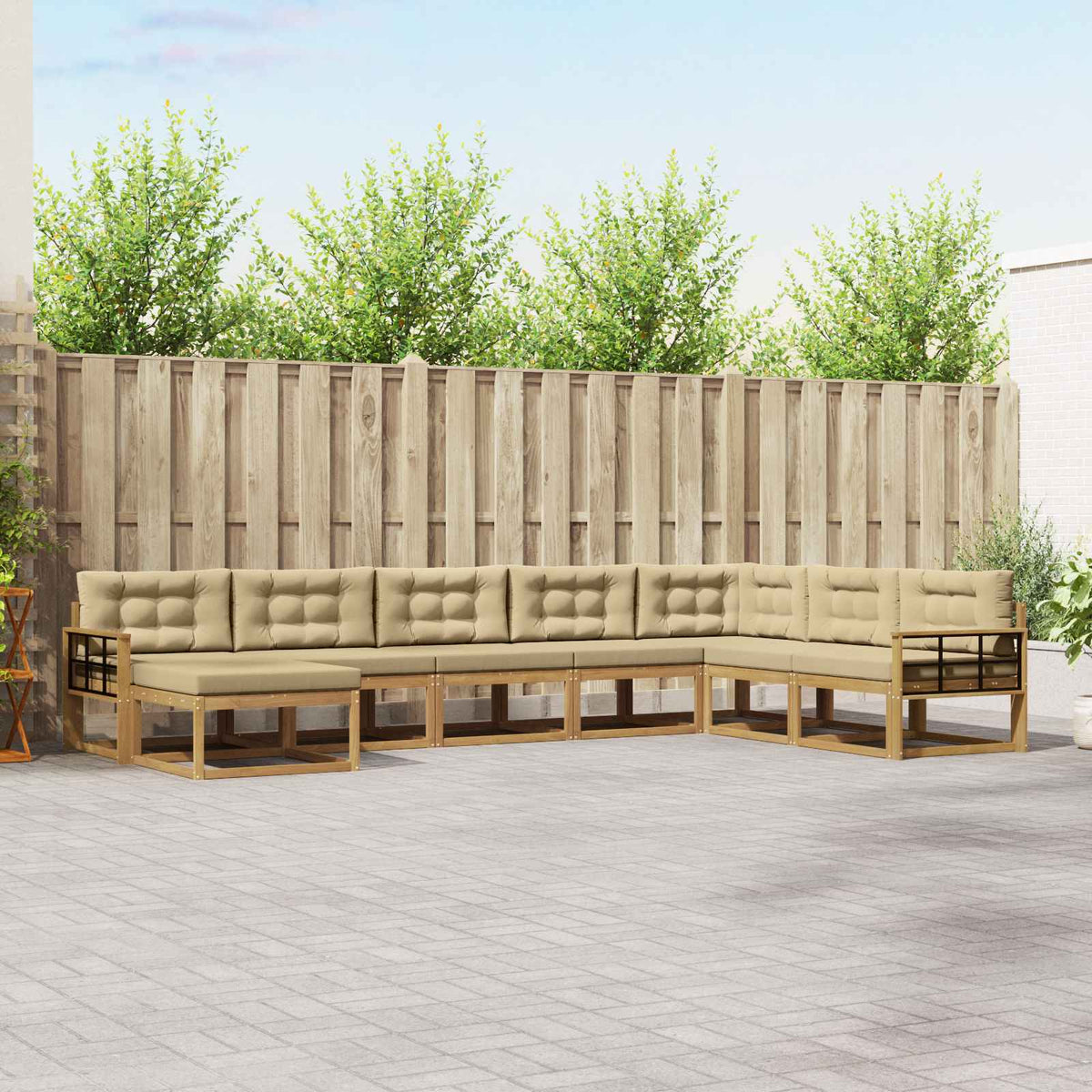 Set vanjskih sofa 8 kom. Bijela i bež 406 x 247,5 x 73 cm