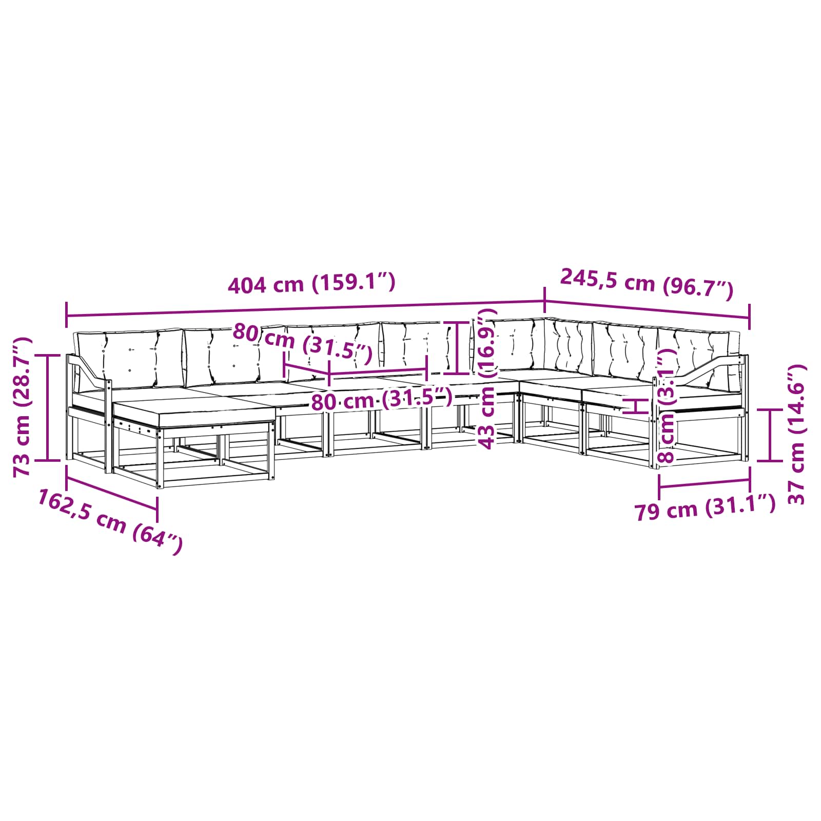 Set vanjskih sofa 8 pcs Bijela i antracit