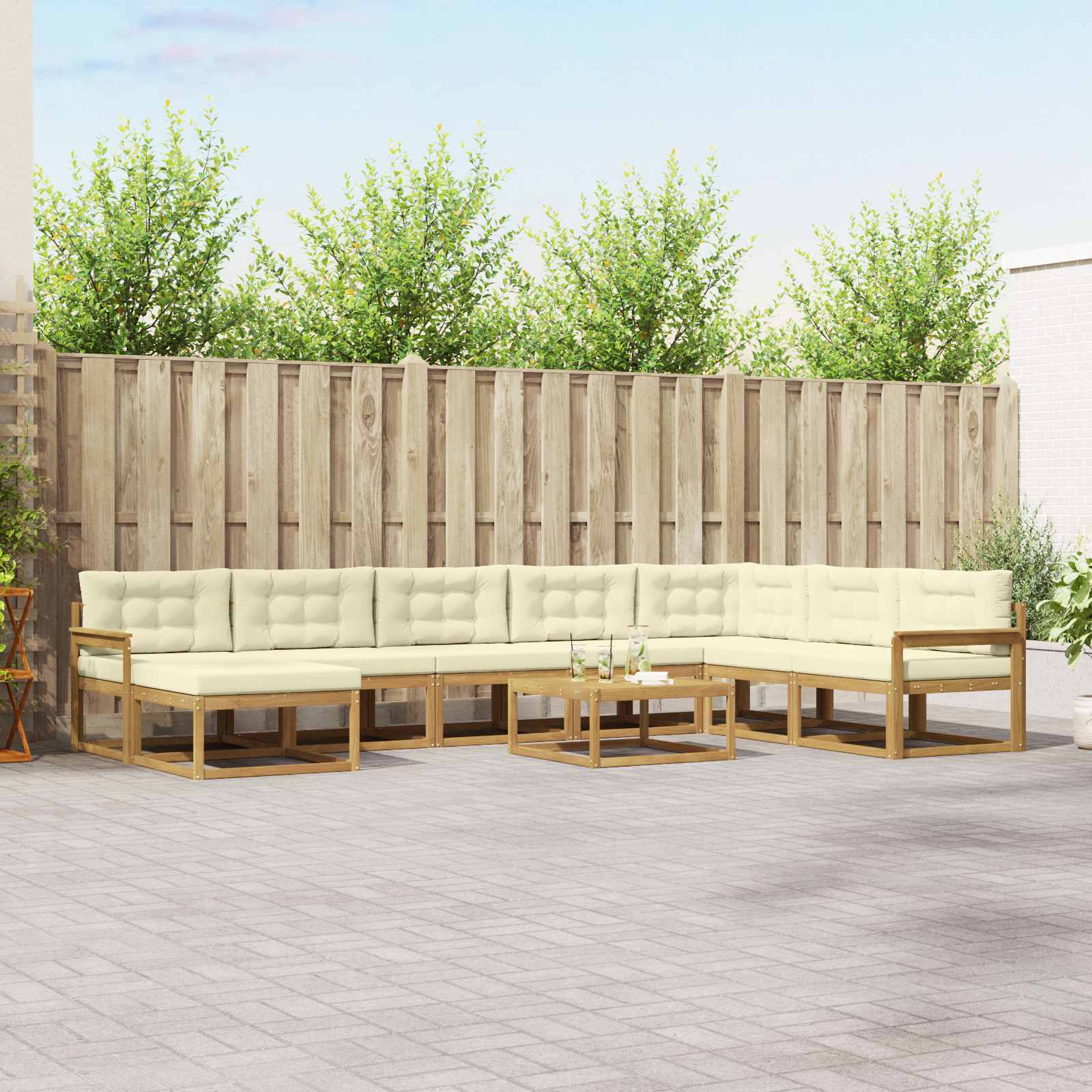 Set vanjskih sofa 9 pcs Bijela i krem