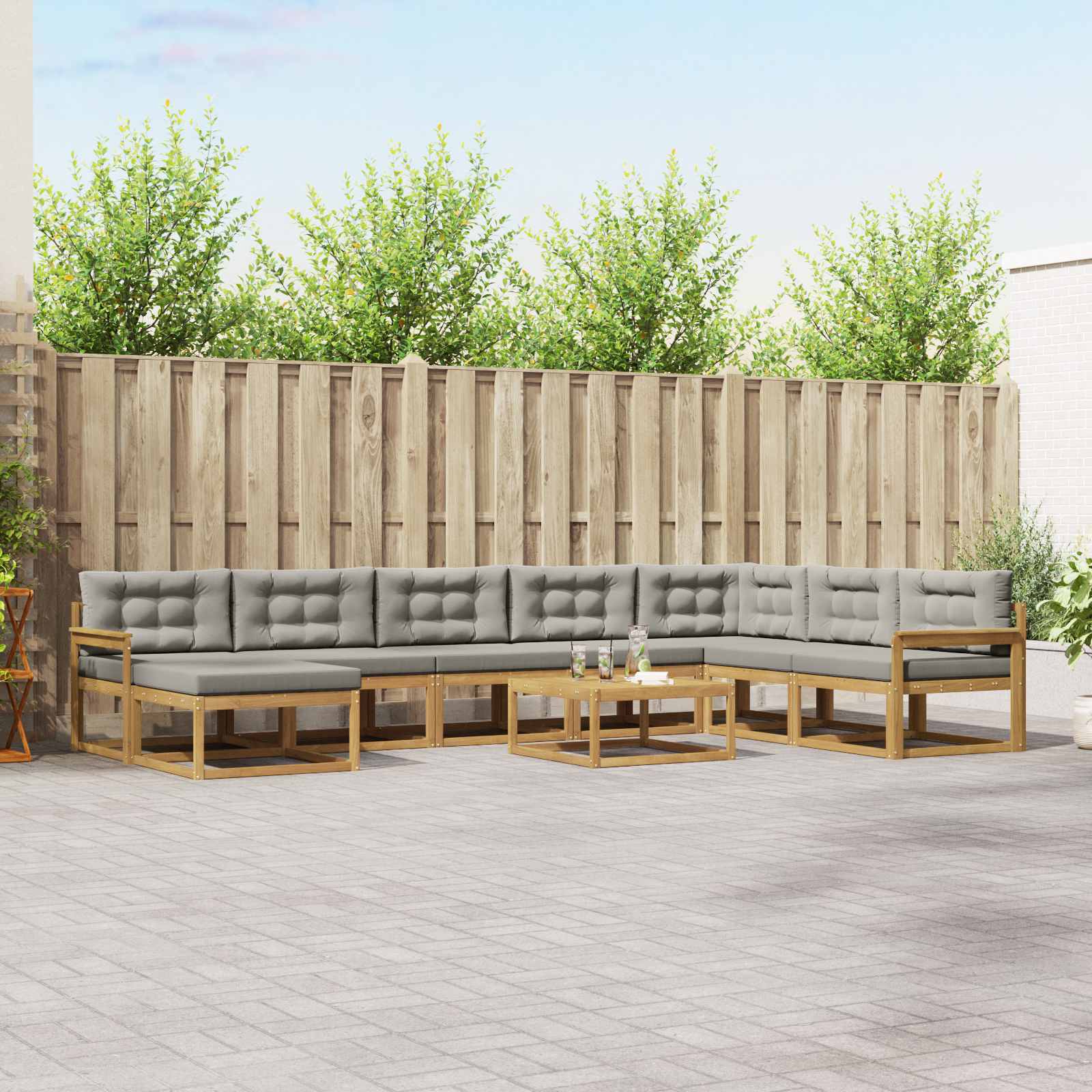 Set vanjskih sofa 9 pcs Bijela i svjetlosiva