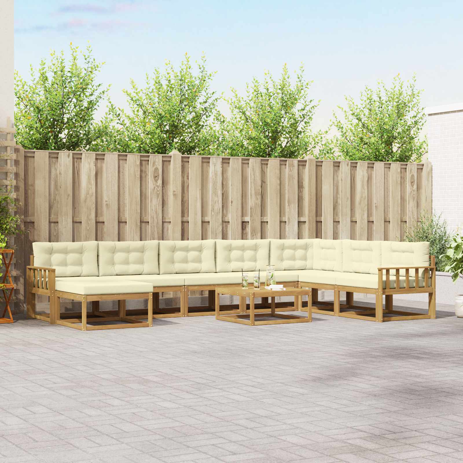 Set vanjskih sofa 9 pcs Bijela i krem