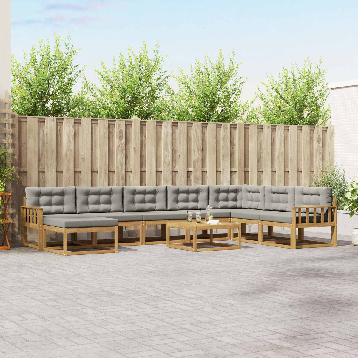 Set vanjskih sofa 9 kom. Bijela i svjetlosiva