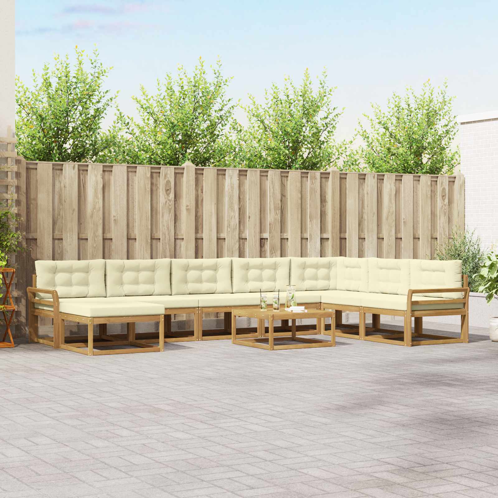 Set vanjskih sofa 9 pcs Bijela i krem