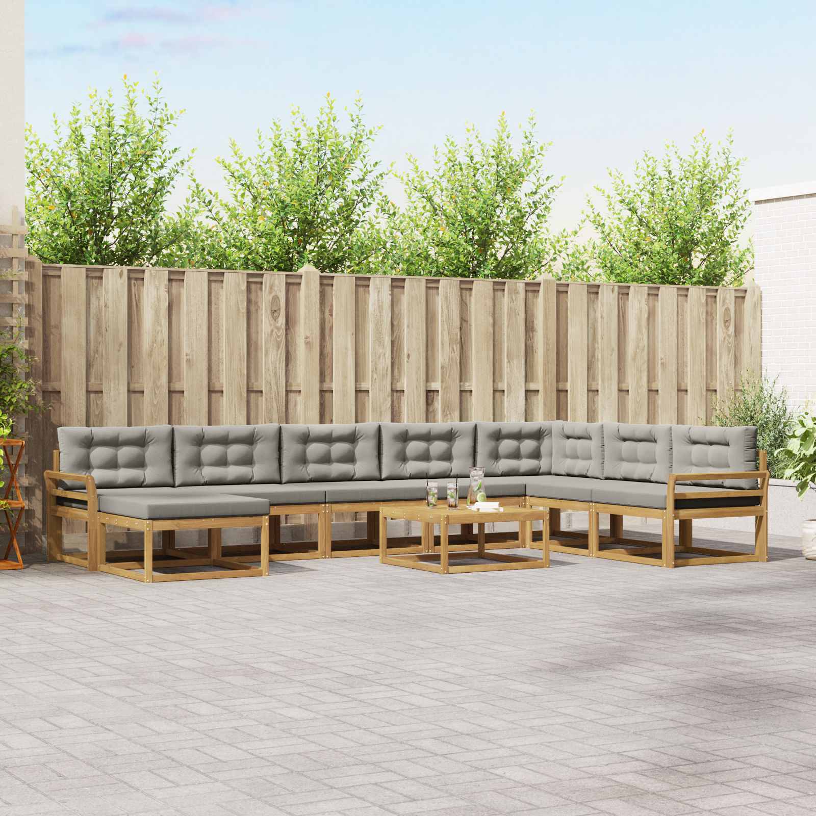 Set vanjskih sofa 9 pcs Bijela i svjetlosiva