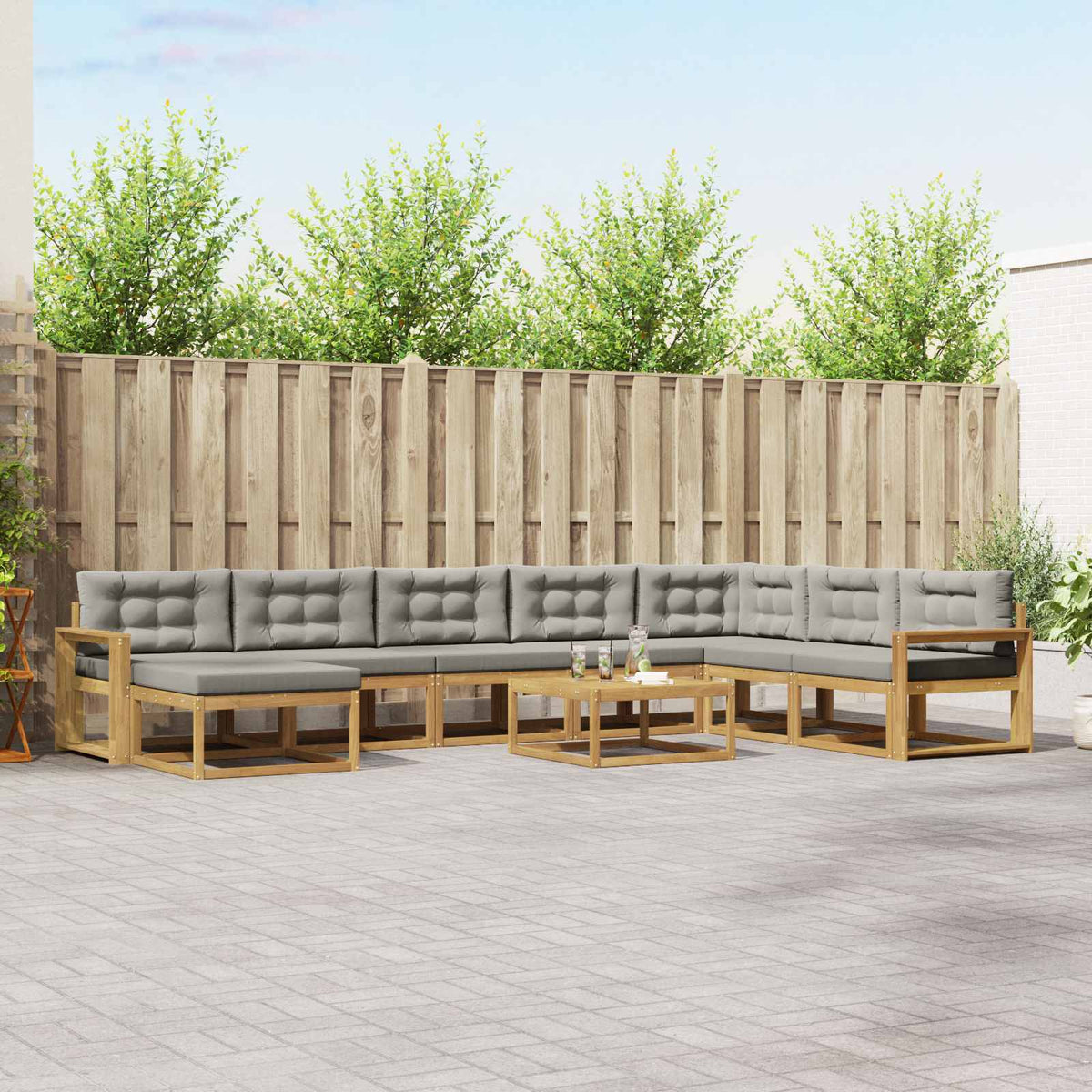 Set vanjskih sofa 9 kom. Bijela i svjetlosiva