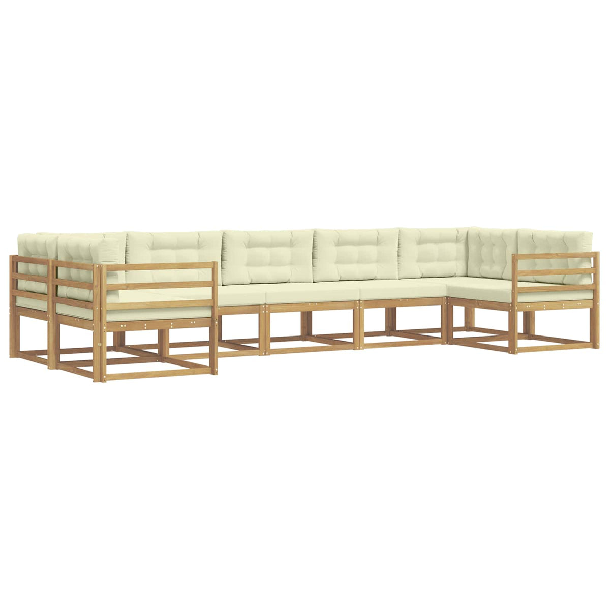 Set vanjskih sofa 7 kom. Bijela i krem Smeđa 404 x 166,5 x 73 cm