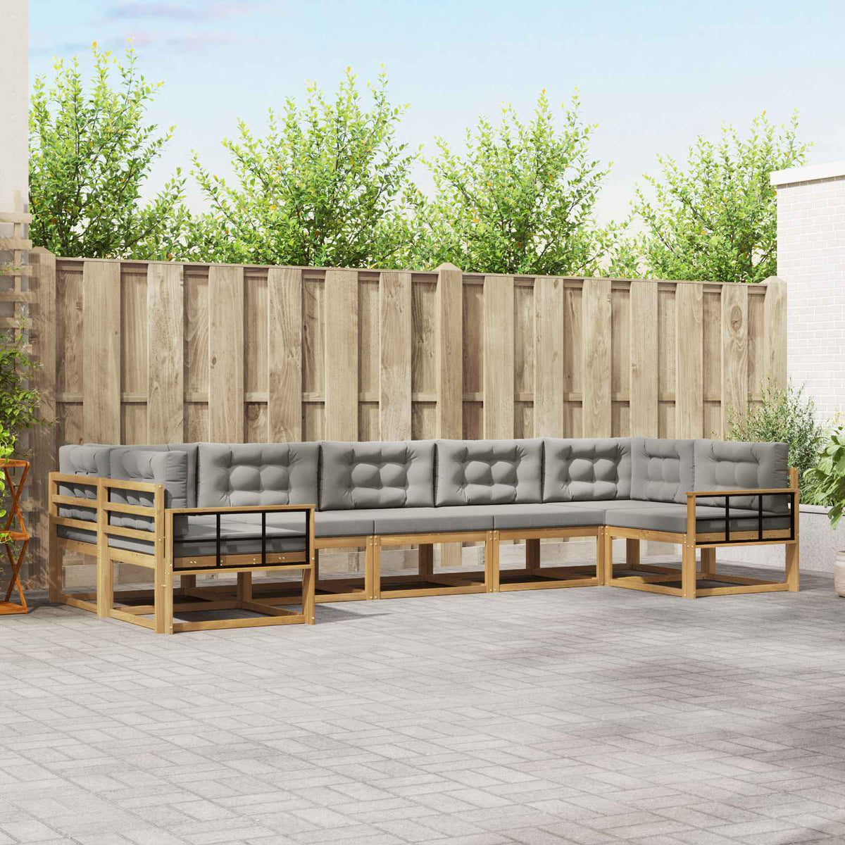 Set vanjskih sofa 7 kom. Bijela i svjetlosiva Smeđa 404 x 168,5 x 73 cm