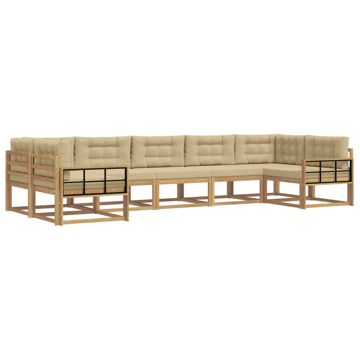 Set vanjskih sofa 7 kom. Bijela i bež Smeđa 404 x 168,5 x 73 cm