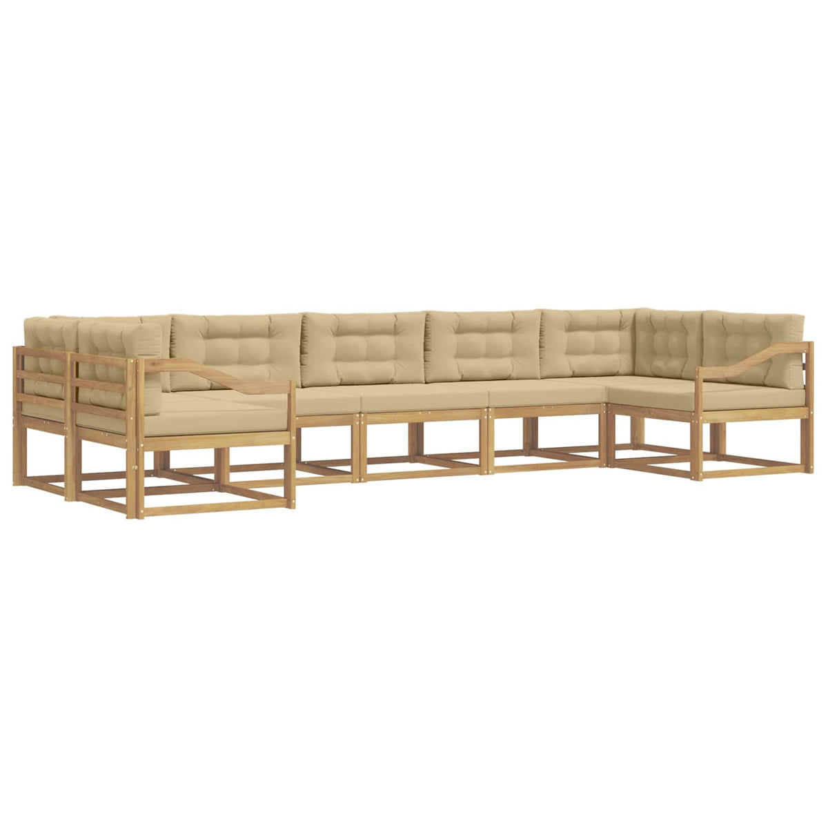 Set vanjskih sofa 7 kom. Bijela i bež Smeđa 404 x 166,5 x 73 cm