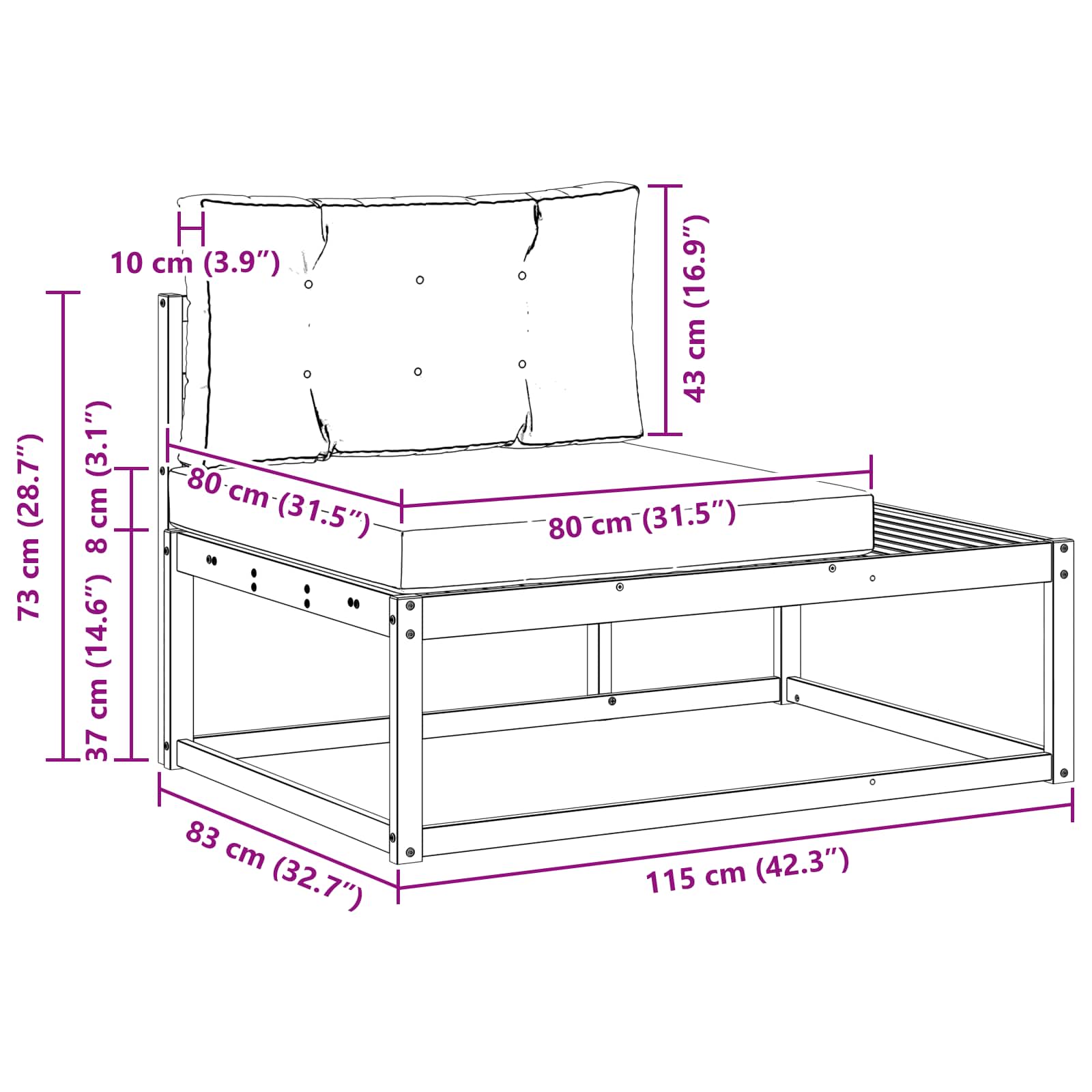 Set vanjskih sofa Bijela 230,5 x 83 x 73 cm Poliester