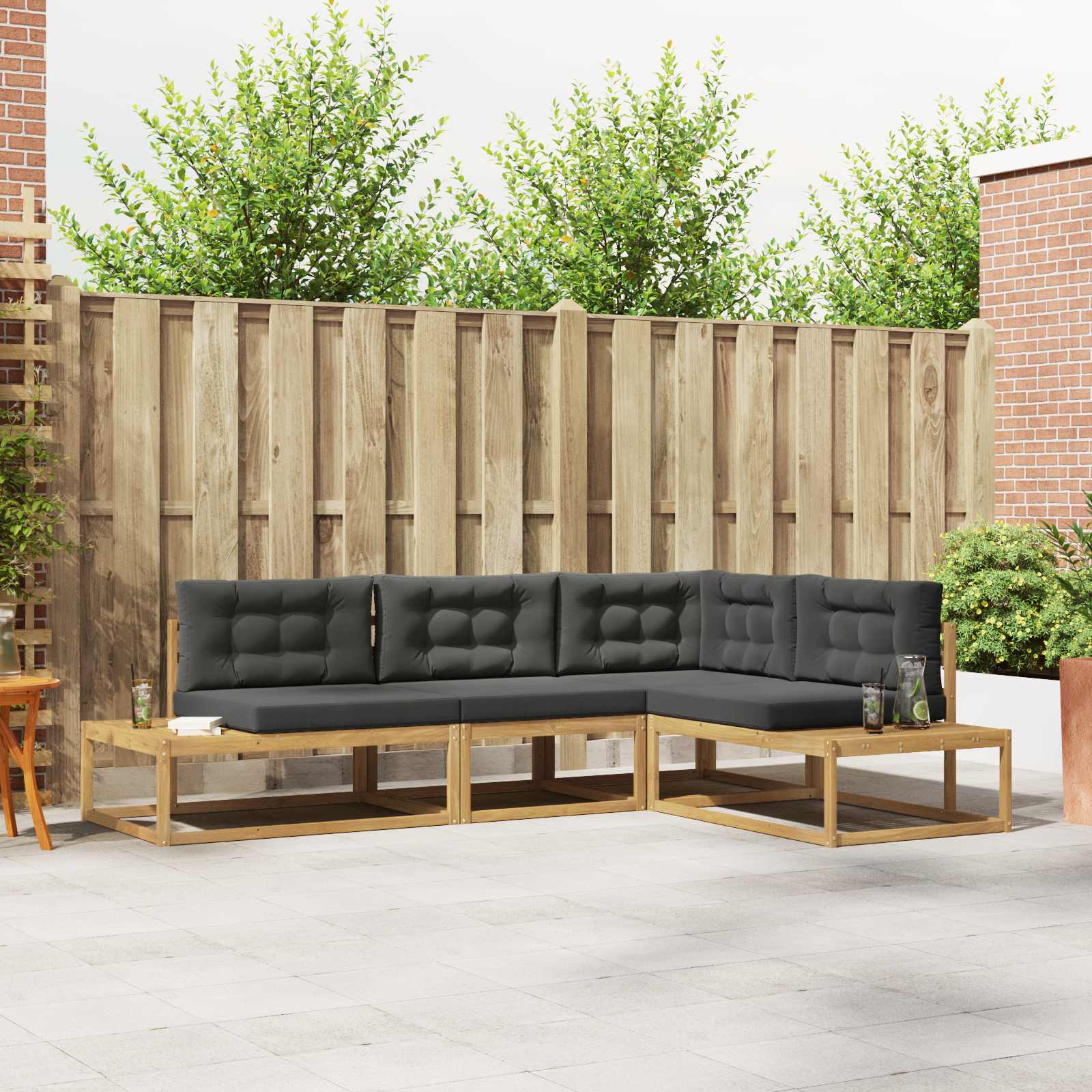 Set vanjskih sofa Bijela 277,5 x 198,5 x 73 cm Poliester