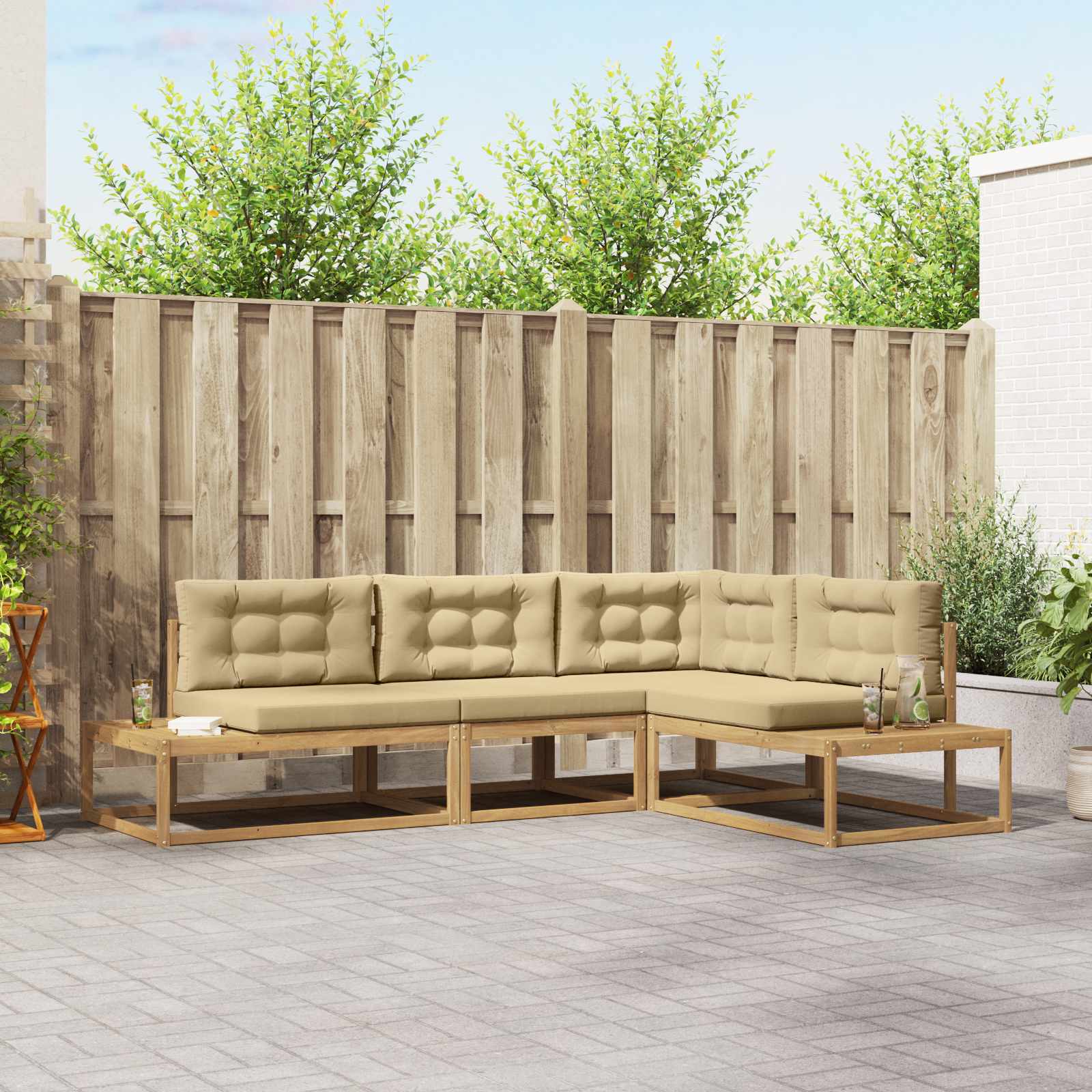 Set vanjskih sofa Bijela 277,5 x 198,5 x 73 cm Poliester