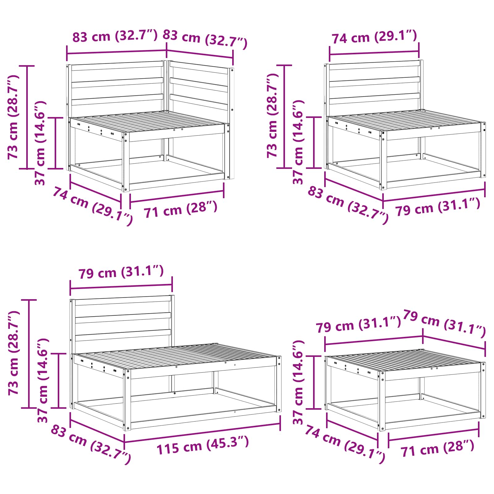 Set vanjskih sofa 5 Komad