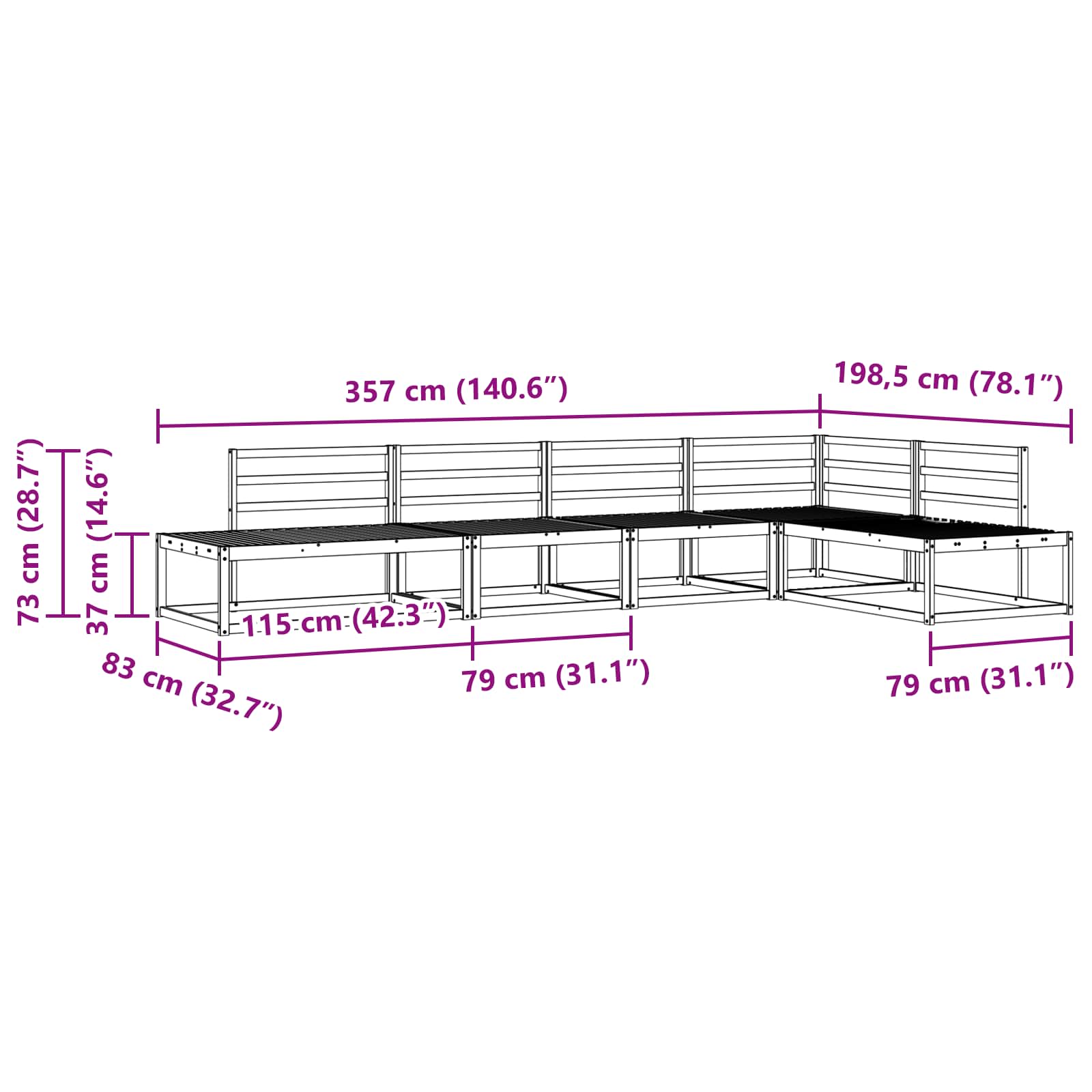 Set vanjskih sofa 5 Komad
