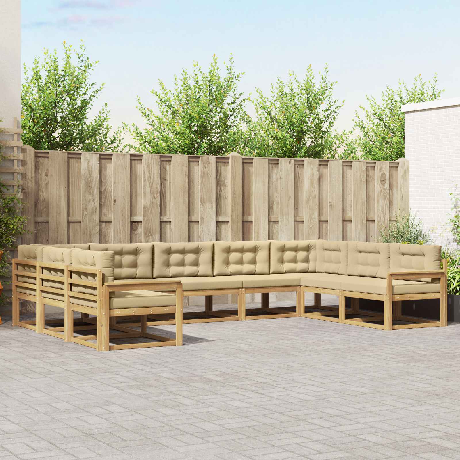 Set vanjskih sofa s jastukom 9 pcs Bijela i bež