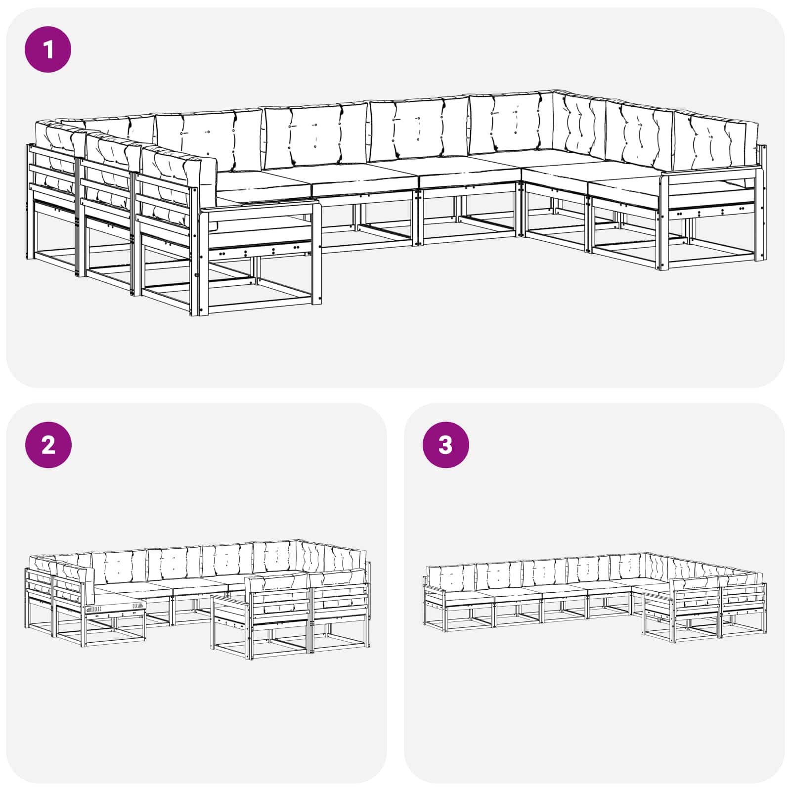 Set vanjskih sofa s jastukom 9 pcs Bijela i bež