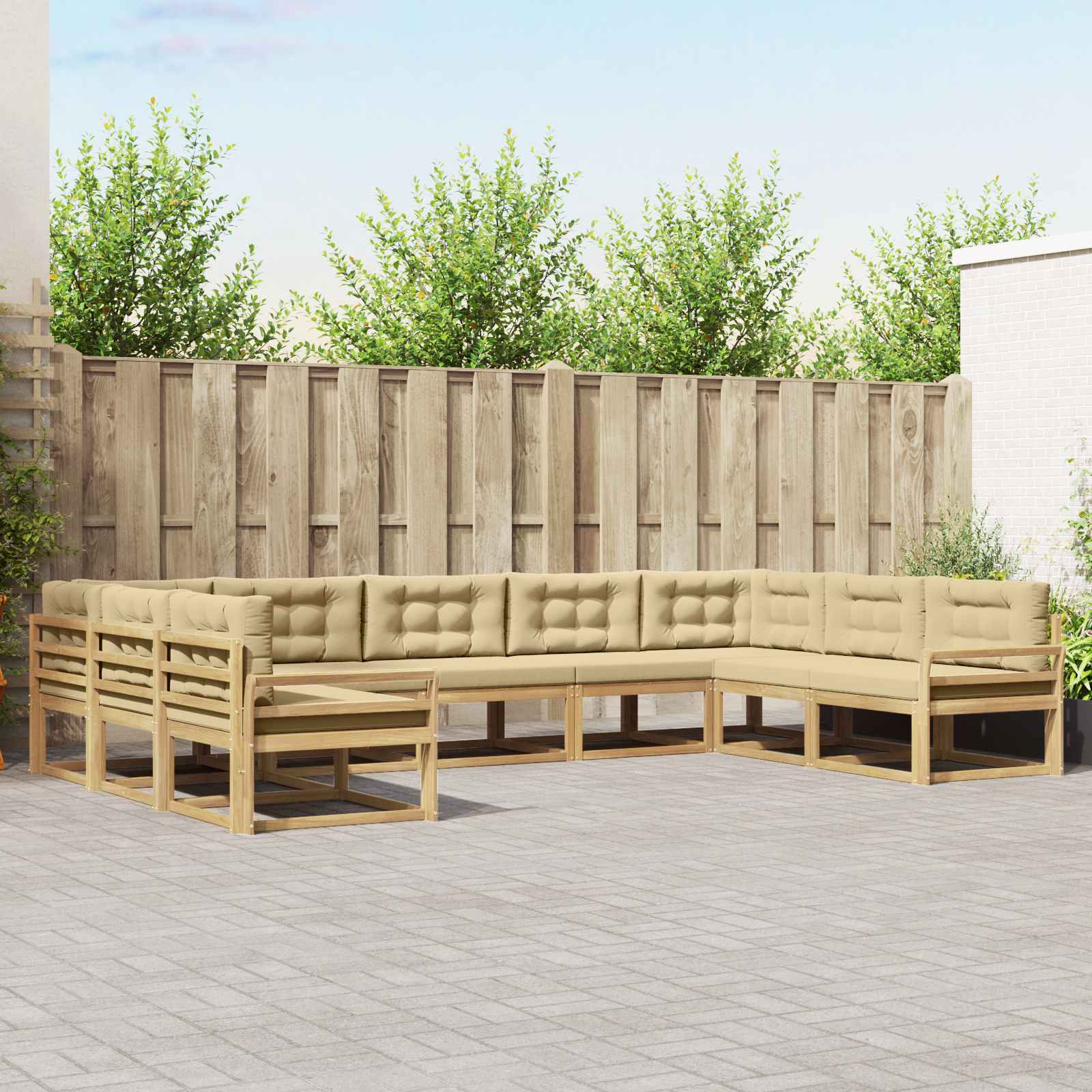 Set vanjskih sofa s jastukom 9 pcs Bijela i bež