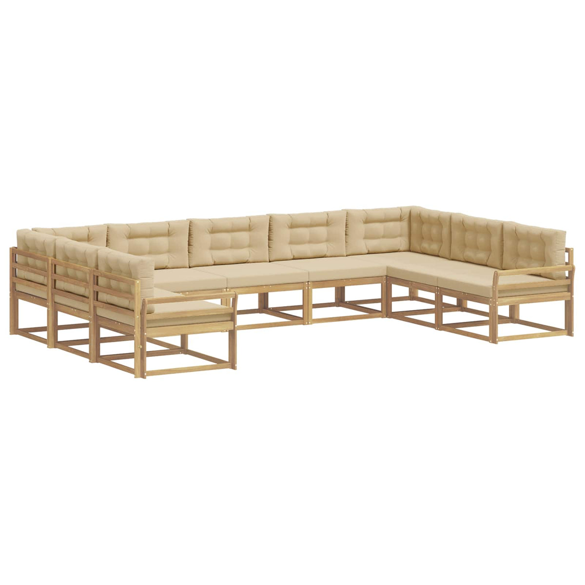 Set vanjskih sofa s jastukom 9 pcs Bijela i bež