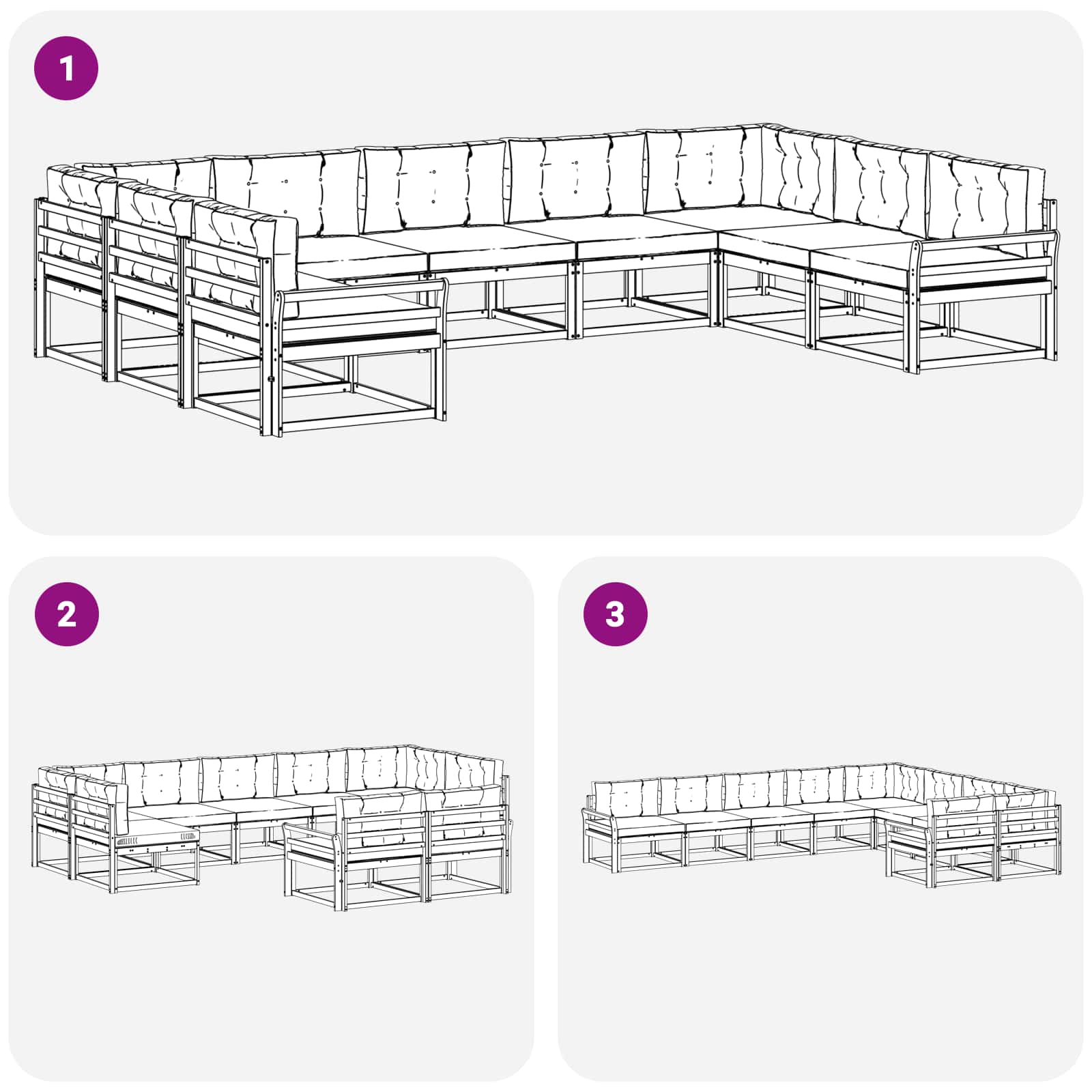 Set vanjskih sofa s jastukom 9 pcs Bijela i bež