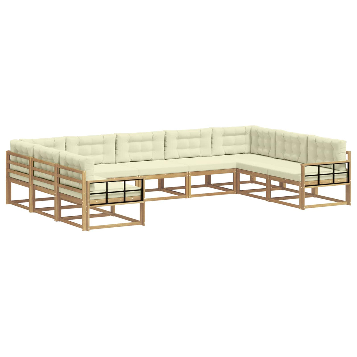 Set vanjskih sofa s jastukom 9 pcs Bijela i krem