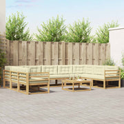 Set vanjskih sofa s jastukom 10 pcs Bijela i krem