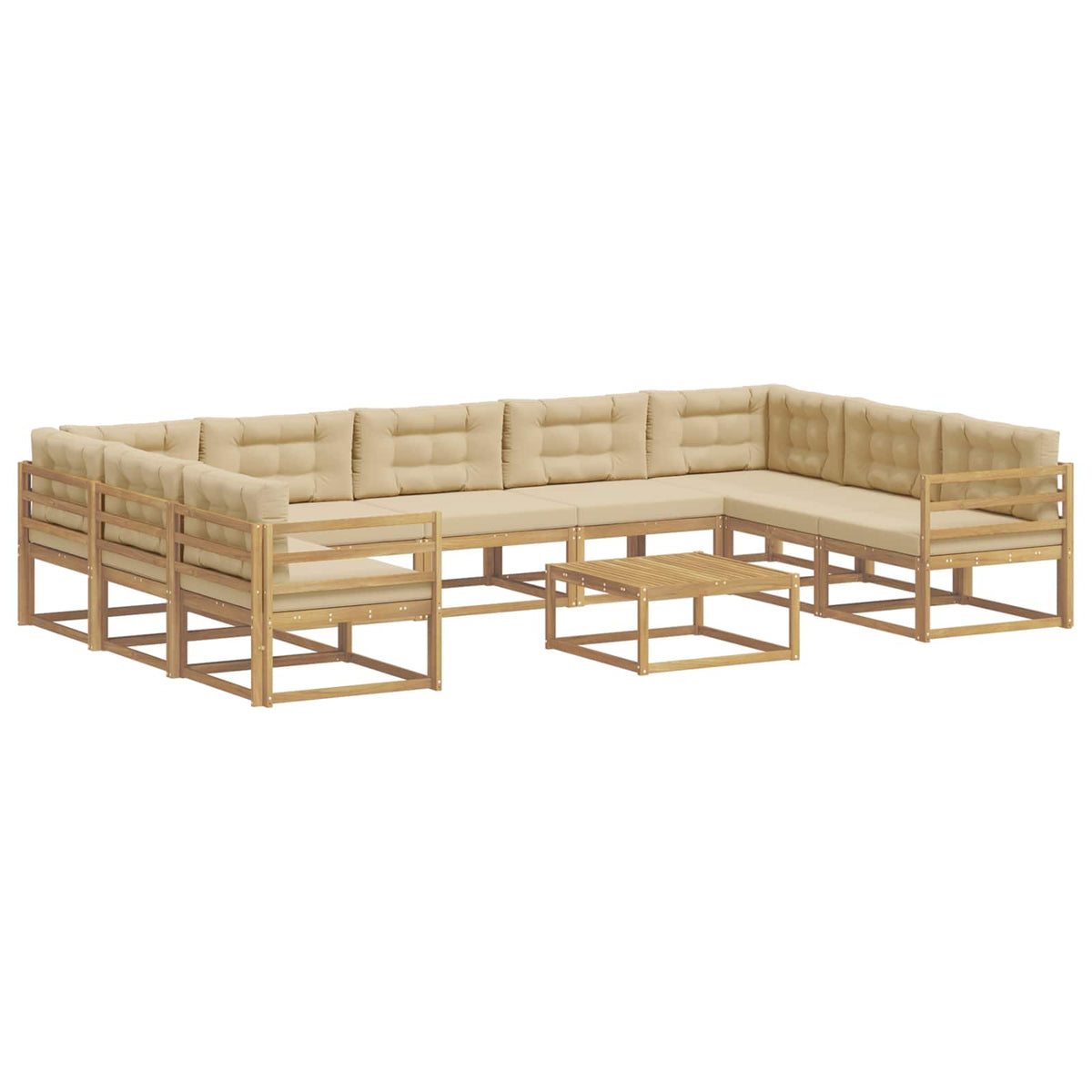 Set vanjskih sofa s jastukom 10 pcs Bijela i bež