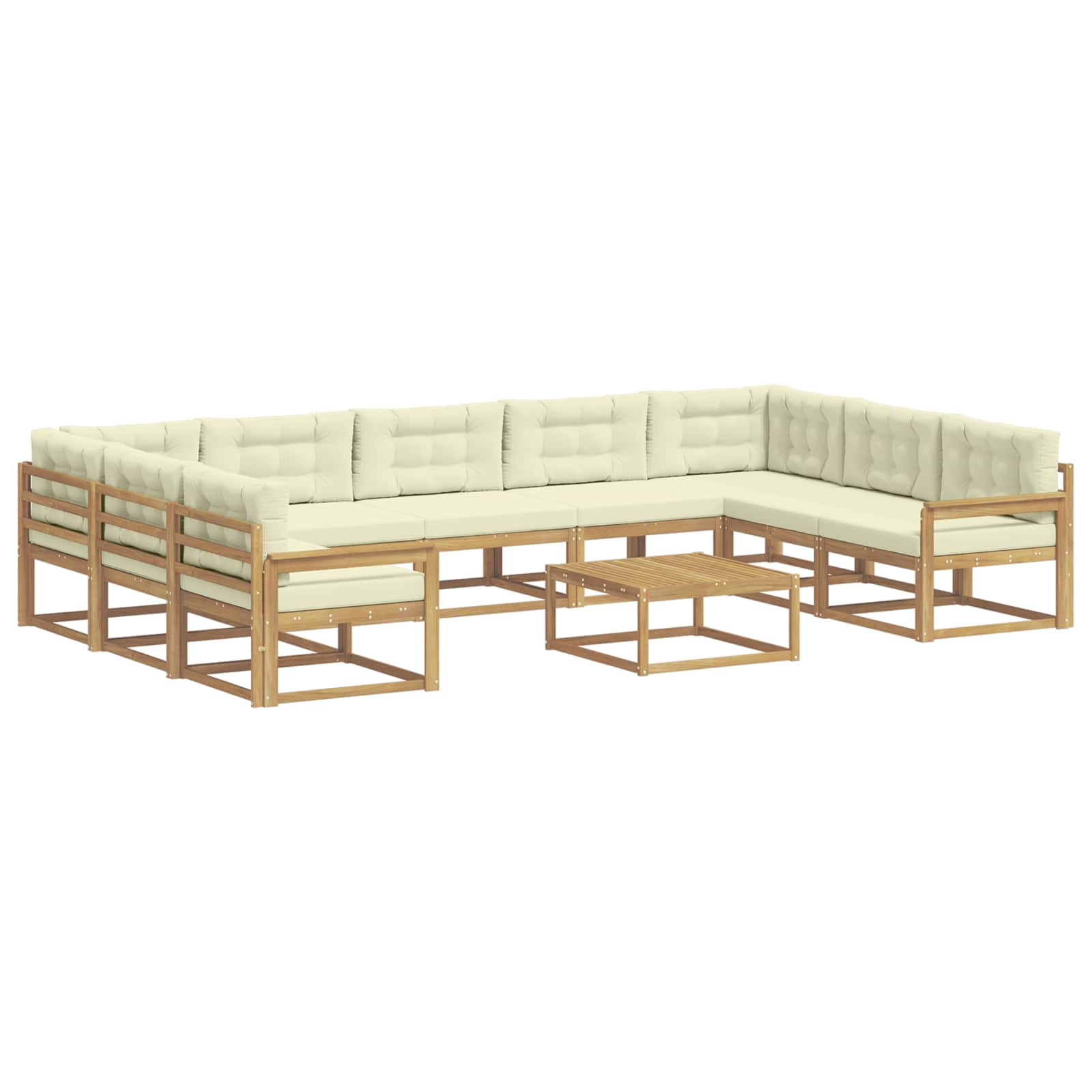 Set vanjskih sofa s jastukom 10 pcs Bijela i krem