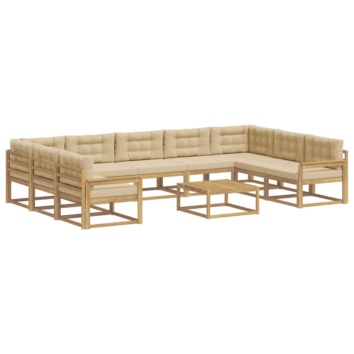 Set vanjskih sofa s jastukom 10 pcs Bijela i bež