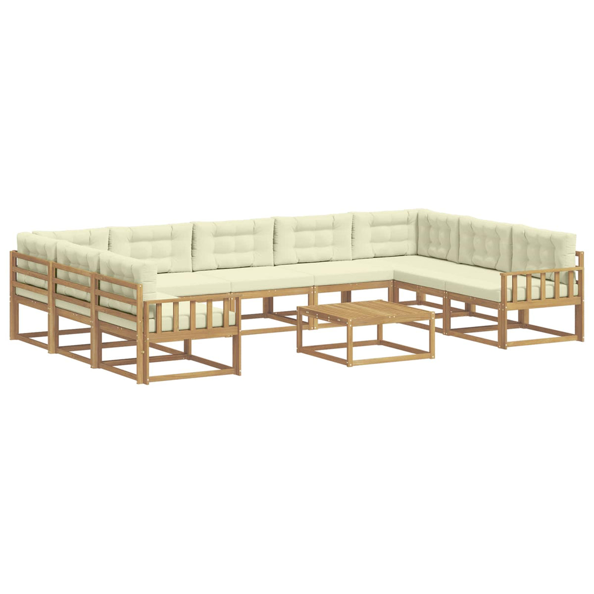 Set vanjskih sofa s jastukom 10 pcs Bijela i krem
