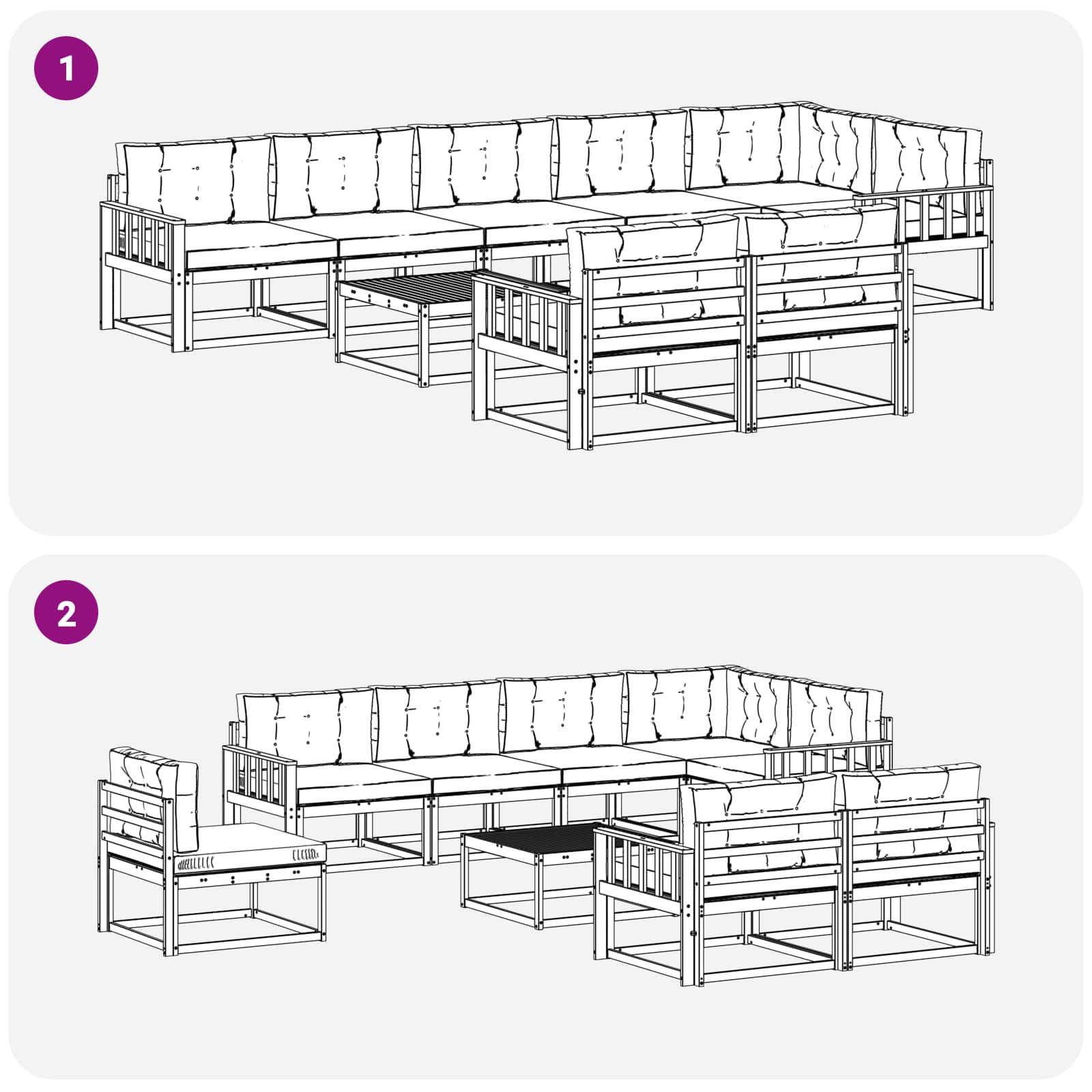 Set vanjskih sofa s jastukom 10 pcs Bijela i svjetlosiva