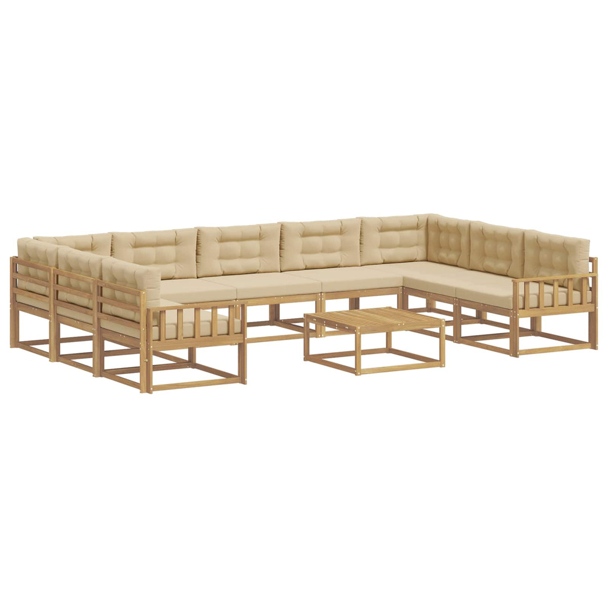 Set vanjskih sofa s jastukom 10 pcs Bijela i bež