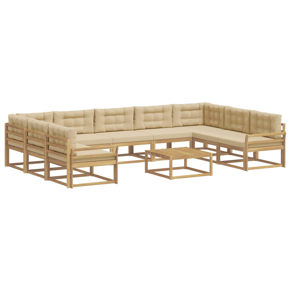 Set vanjskih sofa s jastukom 10 pcs Bijela i bež