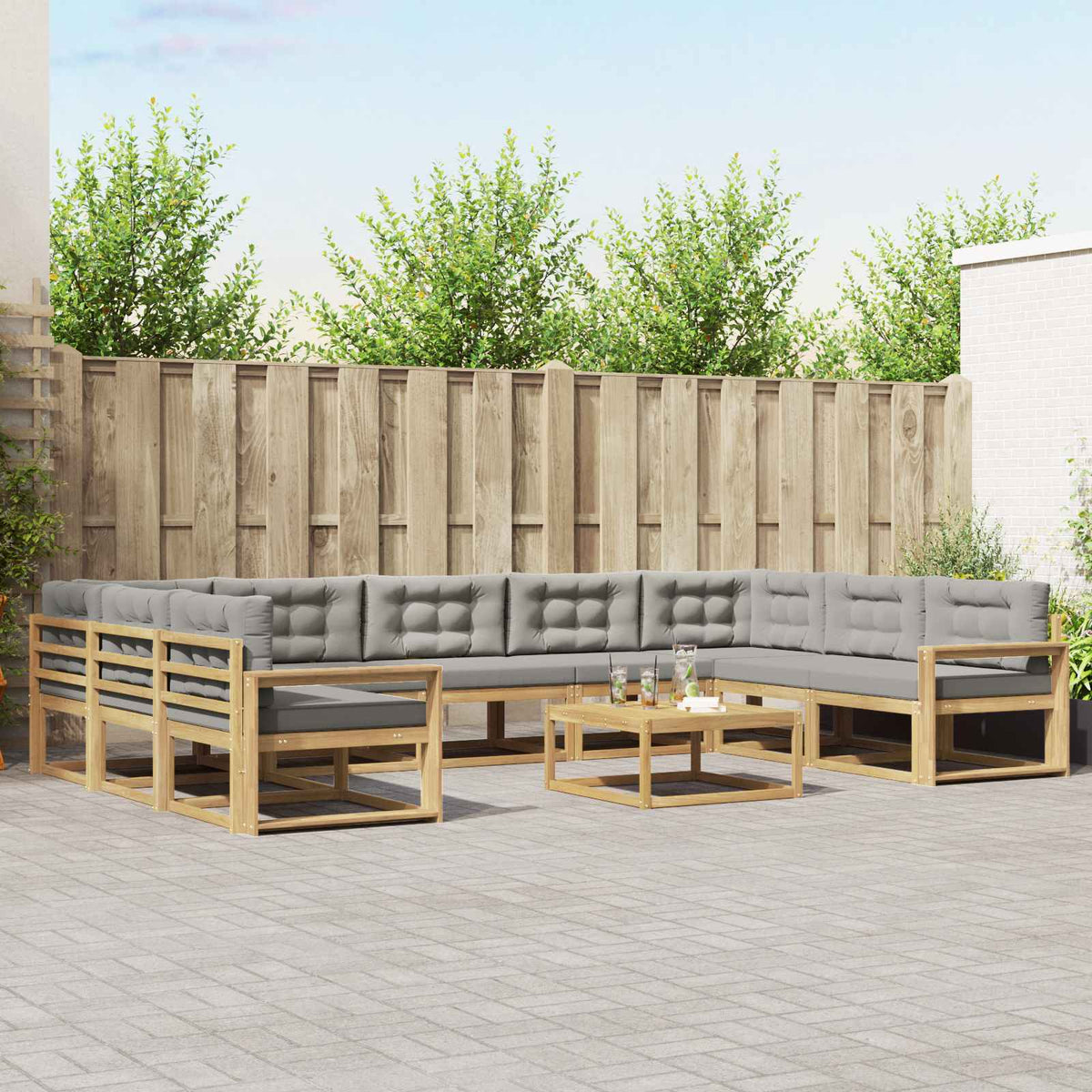Set vanjskih sofa 10 kom. Bijela i svjetlosiva